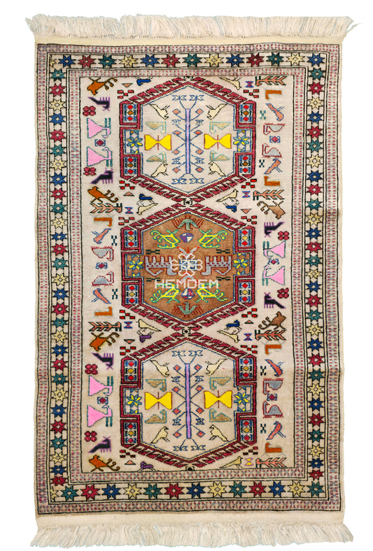 Turkmen Rug Handknotted Silk Rug 76 x 115cm (2.5' x 3.7' ft) Beige