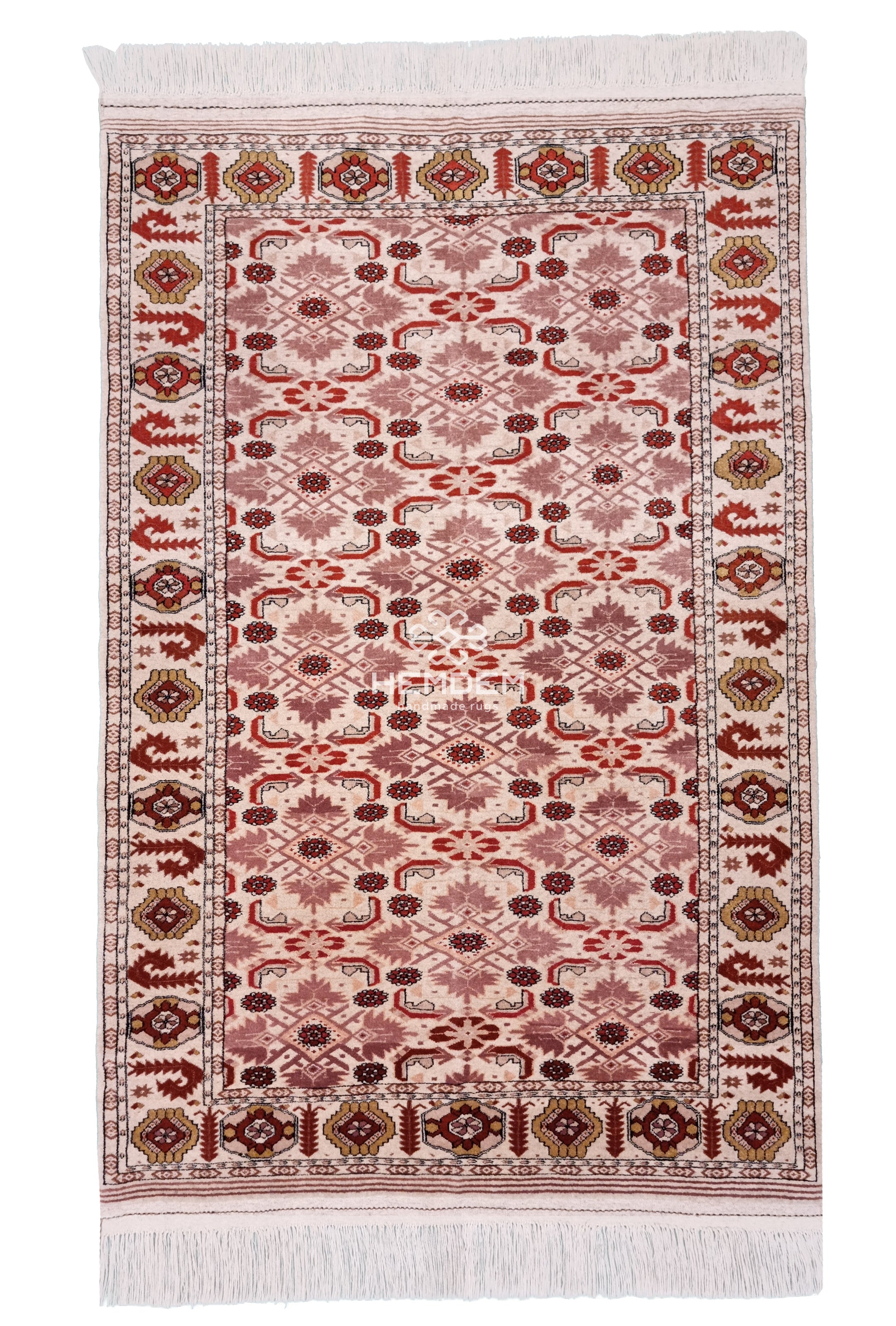 Türkmen Halısı El Dokuma Yün Halı 125 x 190cm (4.1' x 6.2' ft) Bej