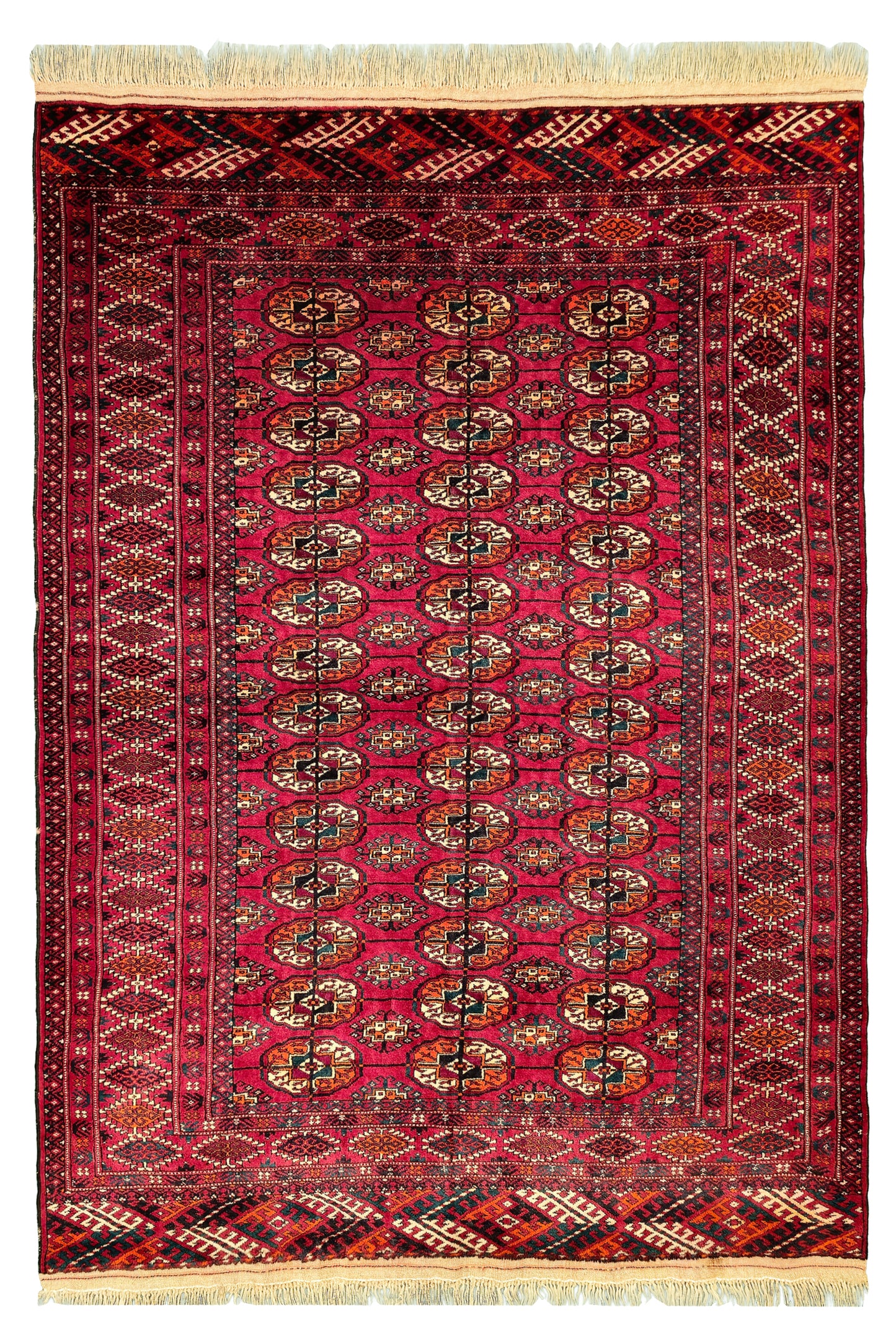 Türkmen Halısı El Dokuma Yün Halı 137 x 194cm (5' x 7' ft) Kırmızı