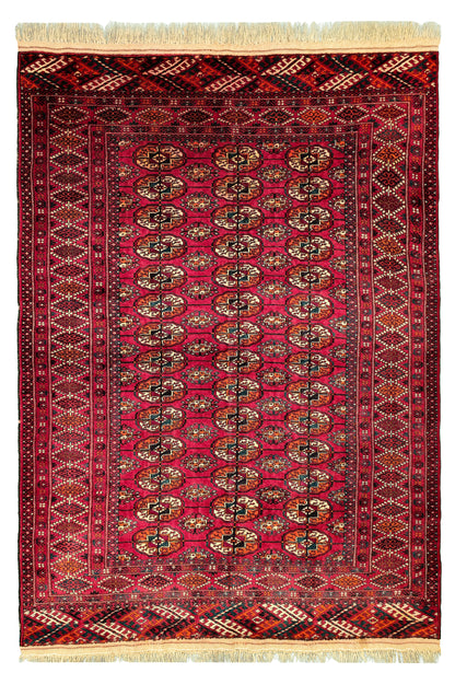 Türkmen Halısı El Dokuma Yün Halı 137 x 194cm (5' x 7' ft) Kırmızı