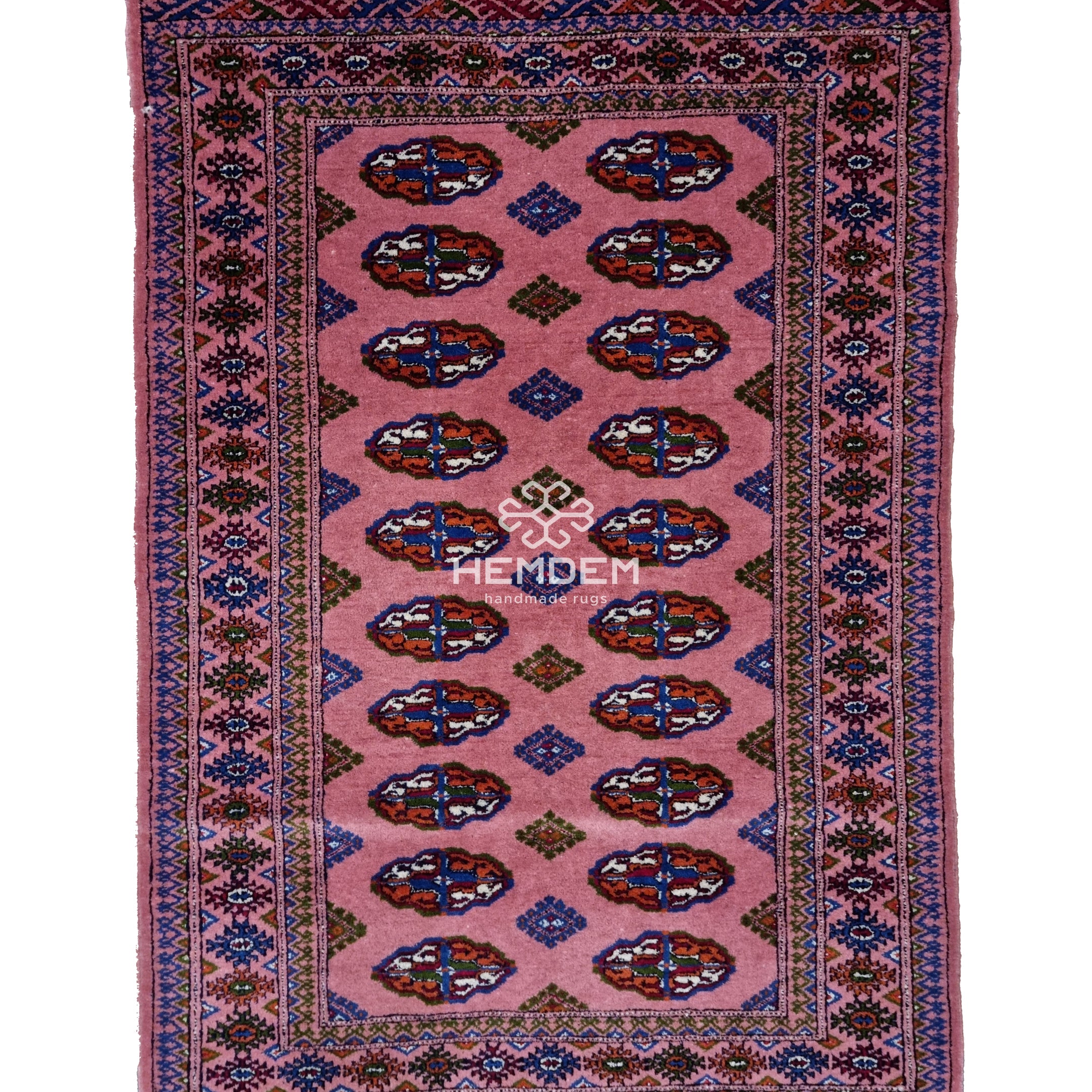Türkmen Halısı El Dokuma Yün Halı 80 x 122cm (2,7' x 4' ft) Pembe