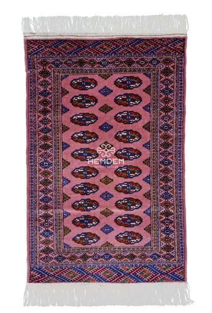 Türkmen Halısı El Dokuma Yün Halı 80 x 122cm (2,7' x 4' ft) Pembe