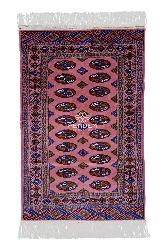 Turkmen Rug Handknotted Wool Rug 80 x 122cm (2.7' x 4' ft) Pink