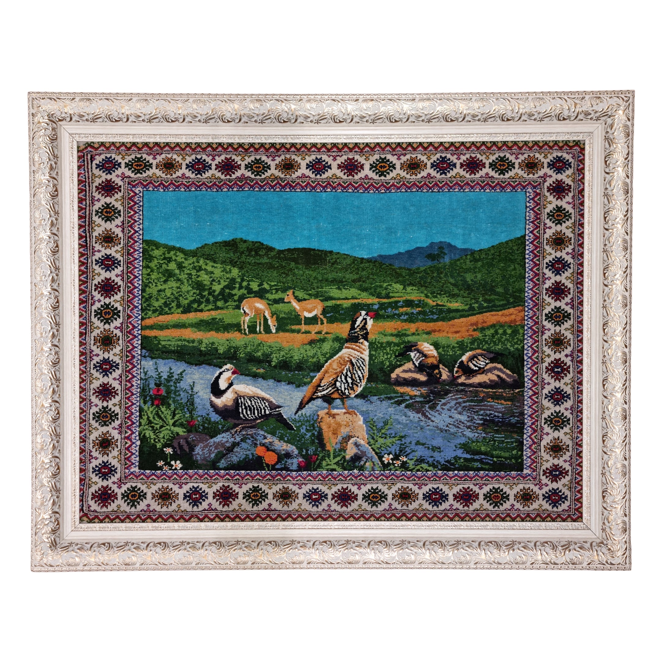 Pictorial Wool Rug – Nature River – 105 x 90 cm (3.4' x 3 ft')