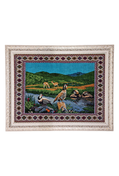 Pictorial Wool Rug – Nature River – 105 x 90 cm (3.4' x 3 ft')