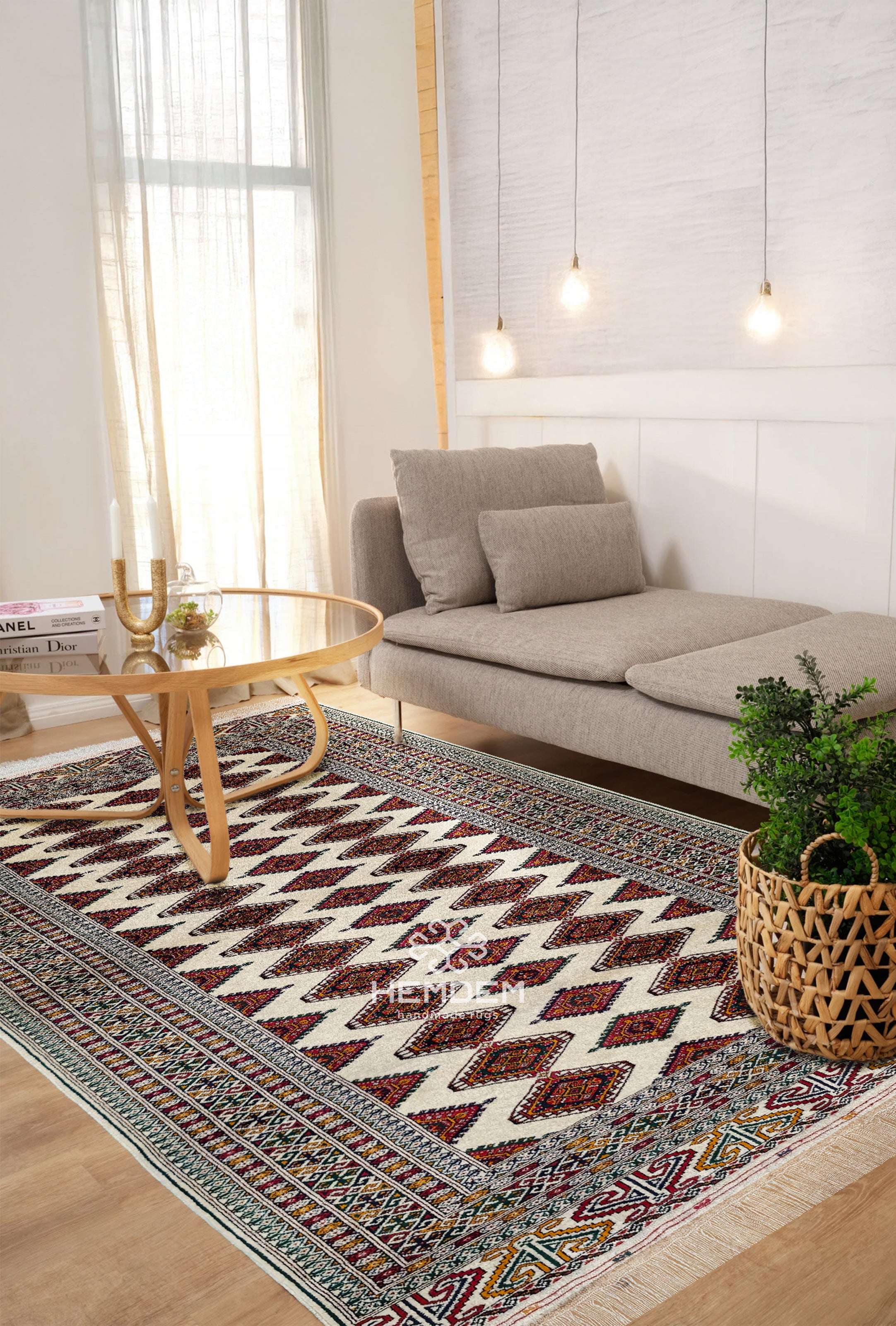 Türkmen Halısı Yomut El Dokuma Yün Halı 140 x 230cm (4.7' x 7.6' ft) Bej