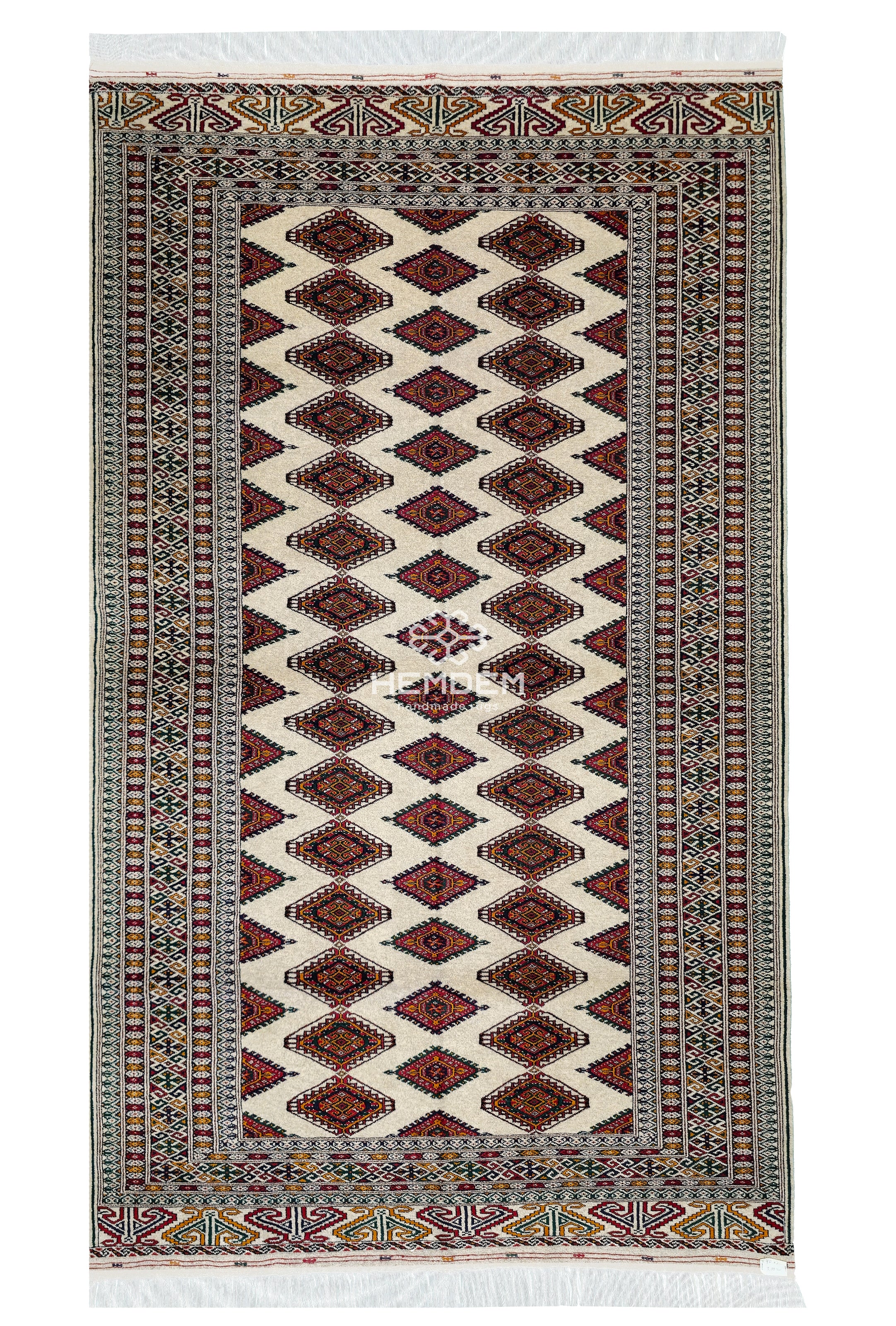 Türkmen Halısı Yomut El Dokuma Yün Halı 140 x 230cm (4.7' x 7.6' ft) Bej