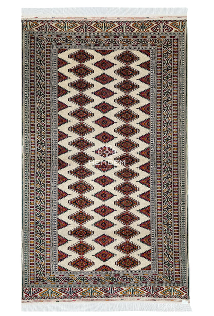 Turkmen Rug Yomut Handknotted Wool Rug 140 x 230cm (4.7' x 7.6' ft) Beige