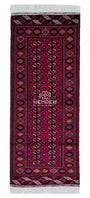 Türkmen Koşu Halısı El Dokuma Yün Halı 84 x 207cm (2.9' x 6.9' ft) Kırmızı