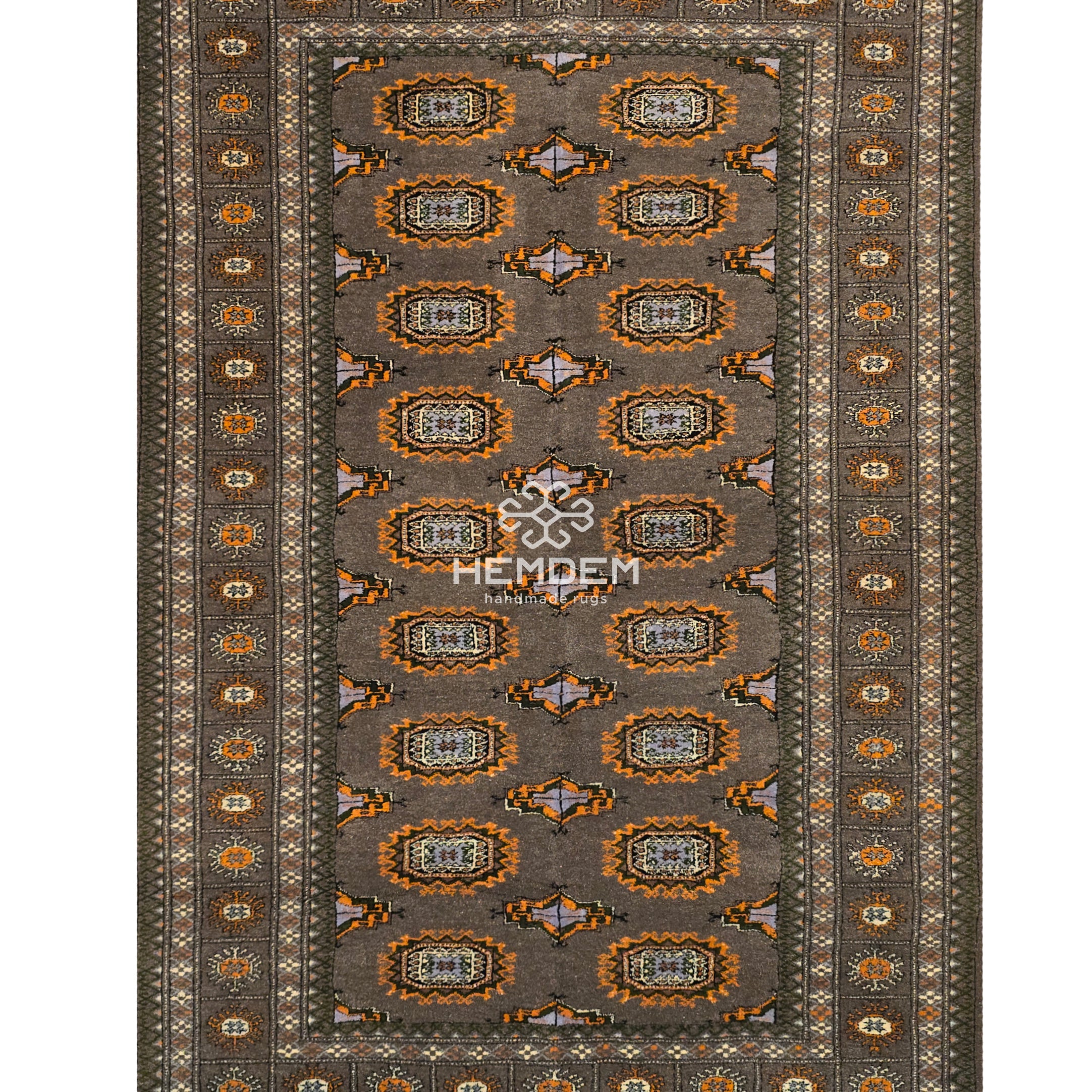 Türkmen Sarouk Halı El Dokuma Yün Halı 111x 180cm (4' x 6' ft) Gri