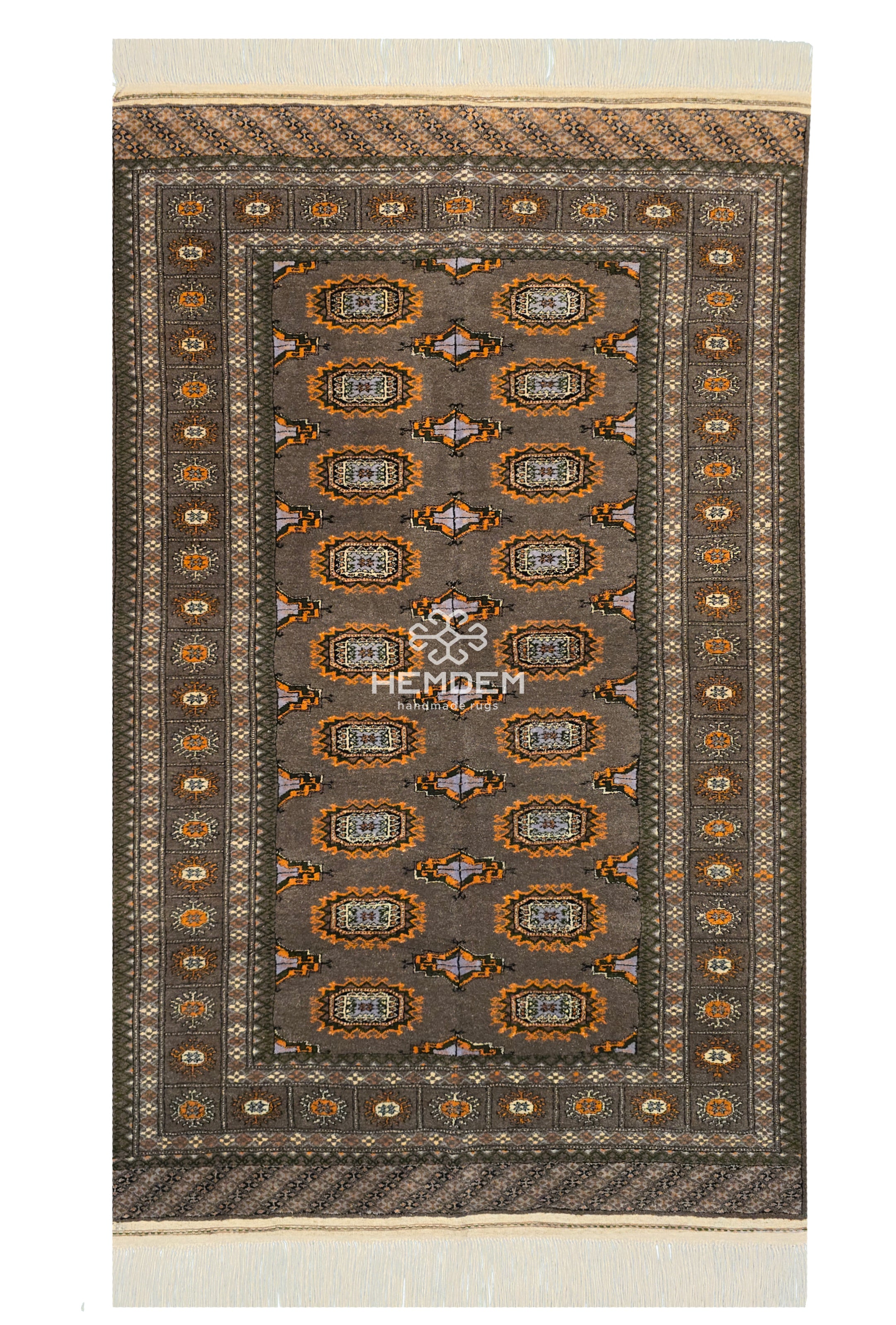 Türkmen Sarouk Halı El Dokuma Yün Halı 111x 180cm (4' x 6' ft) Gri