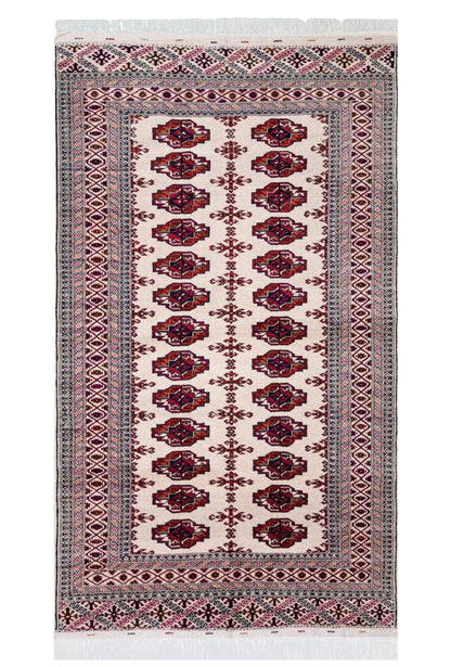 Türkmen Sarouk Halı El Dokuma Yün Halı 140x 240cm (4.7' x 7.10' ft) Bej