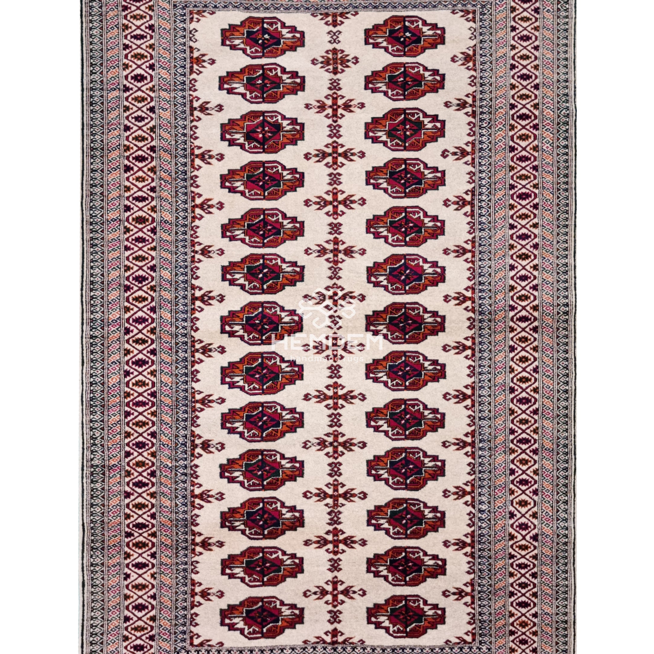 Türkmen Sarouk Halı El Dokuma Yün Halı 140x 240cm (4.7' x 7.10' ft) Bej