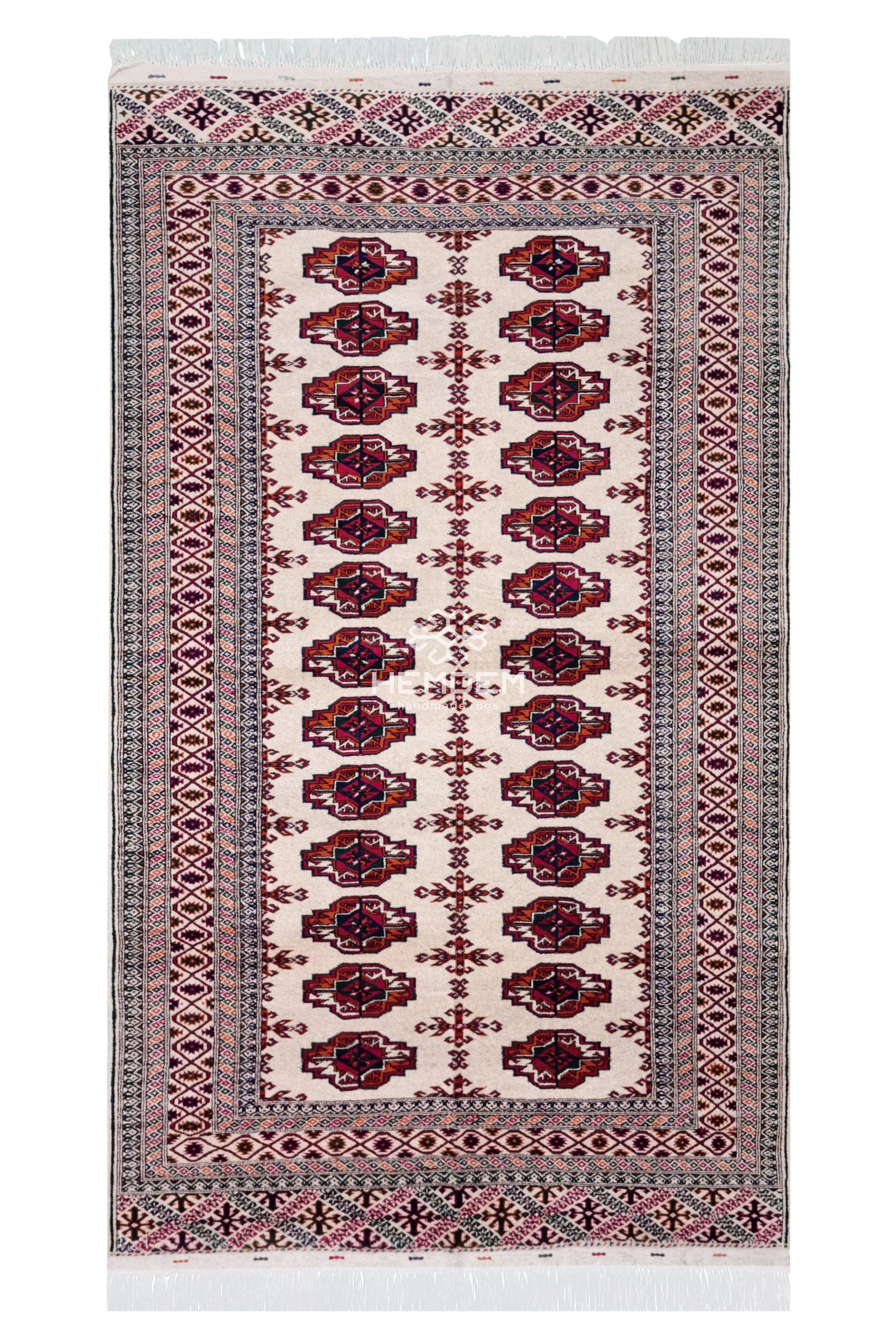 Türkmen Sarouk Halı El Dokuma Yün Halı 140x 240cm (4.7' x 7.10' ft) Bej
