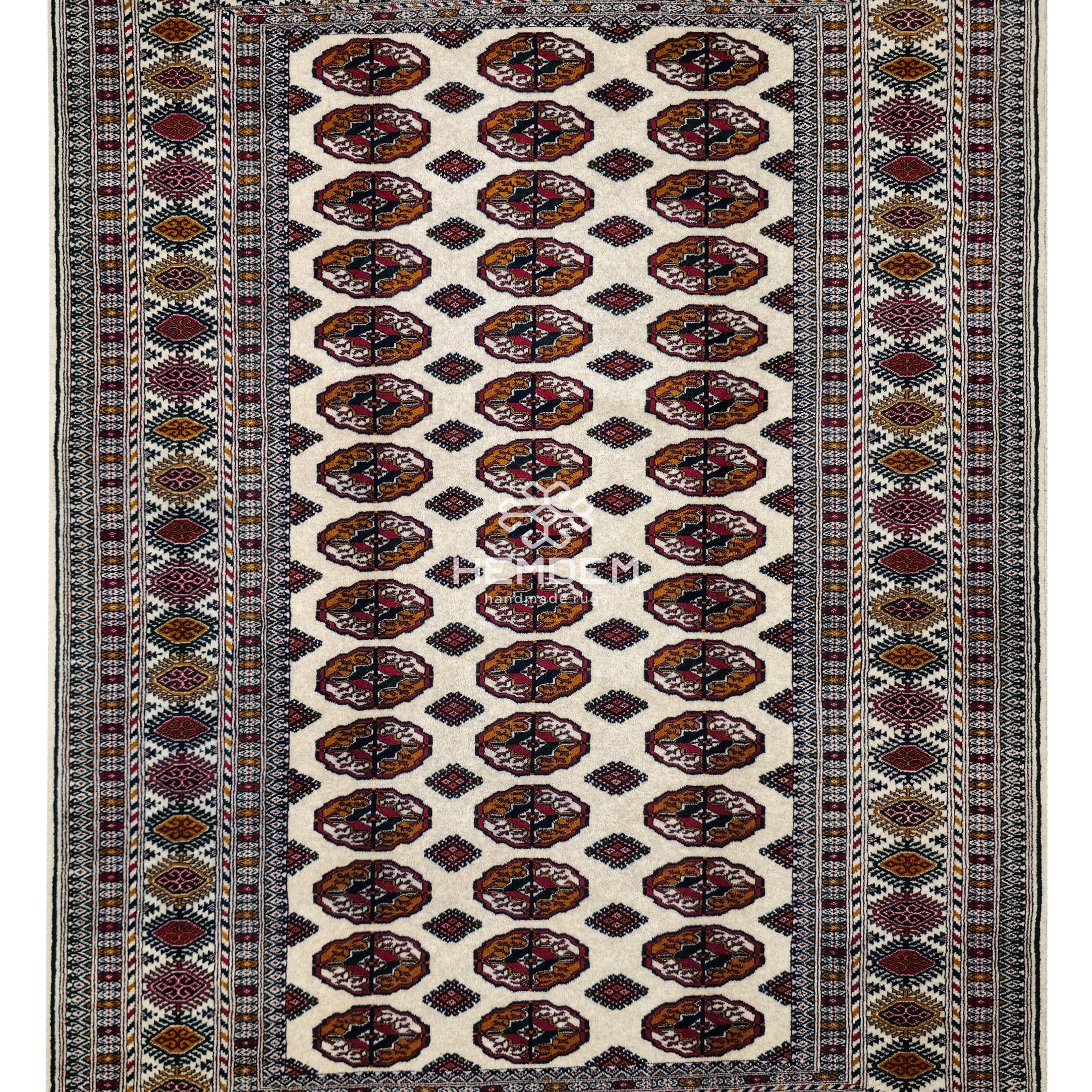 Turkmen Tekke Wool Rug 150x200 cm (5' x 7' ft) Beige