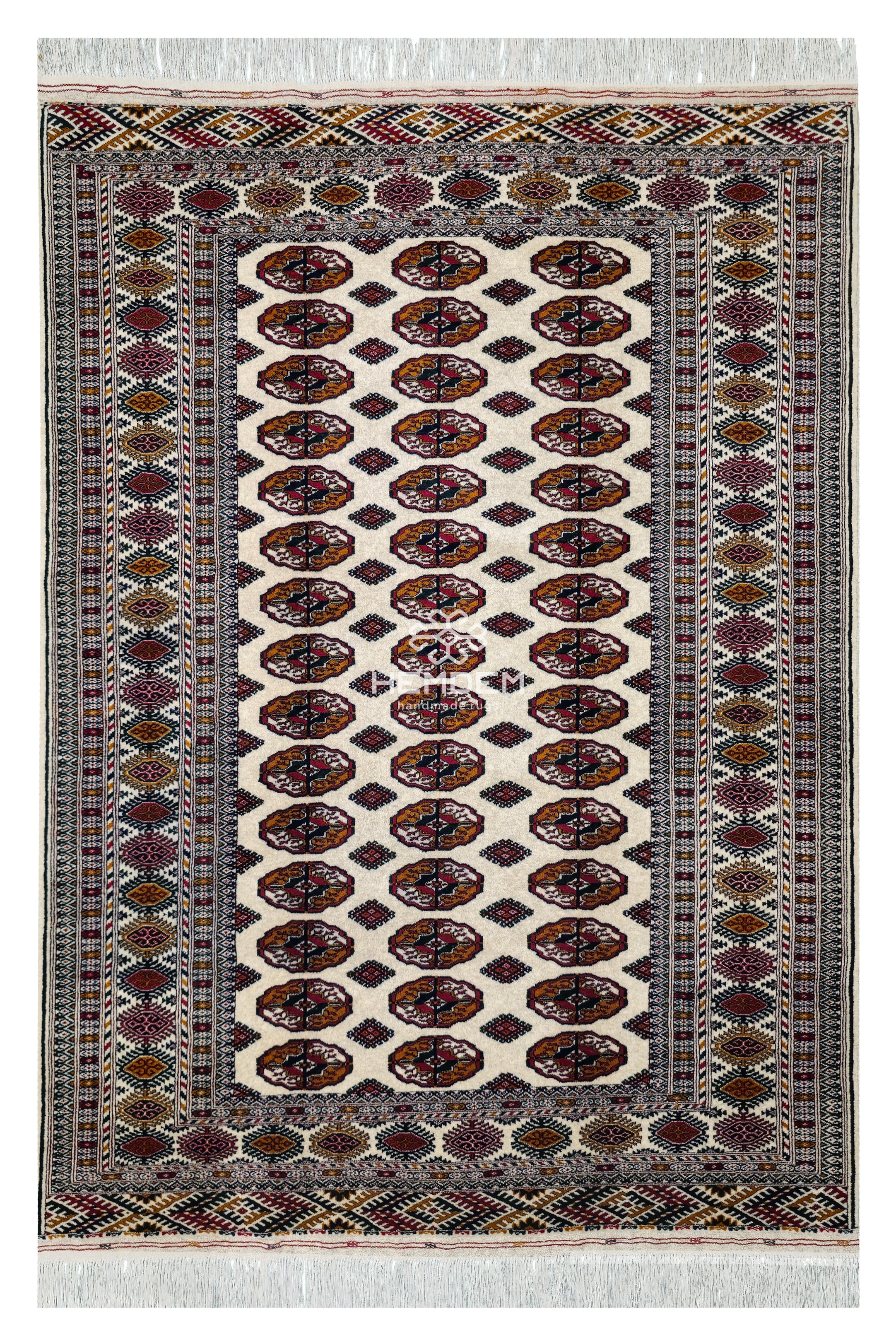 Turkmen Tekke Wool Rug 150x200 cm (5' x 7' ft) Beige