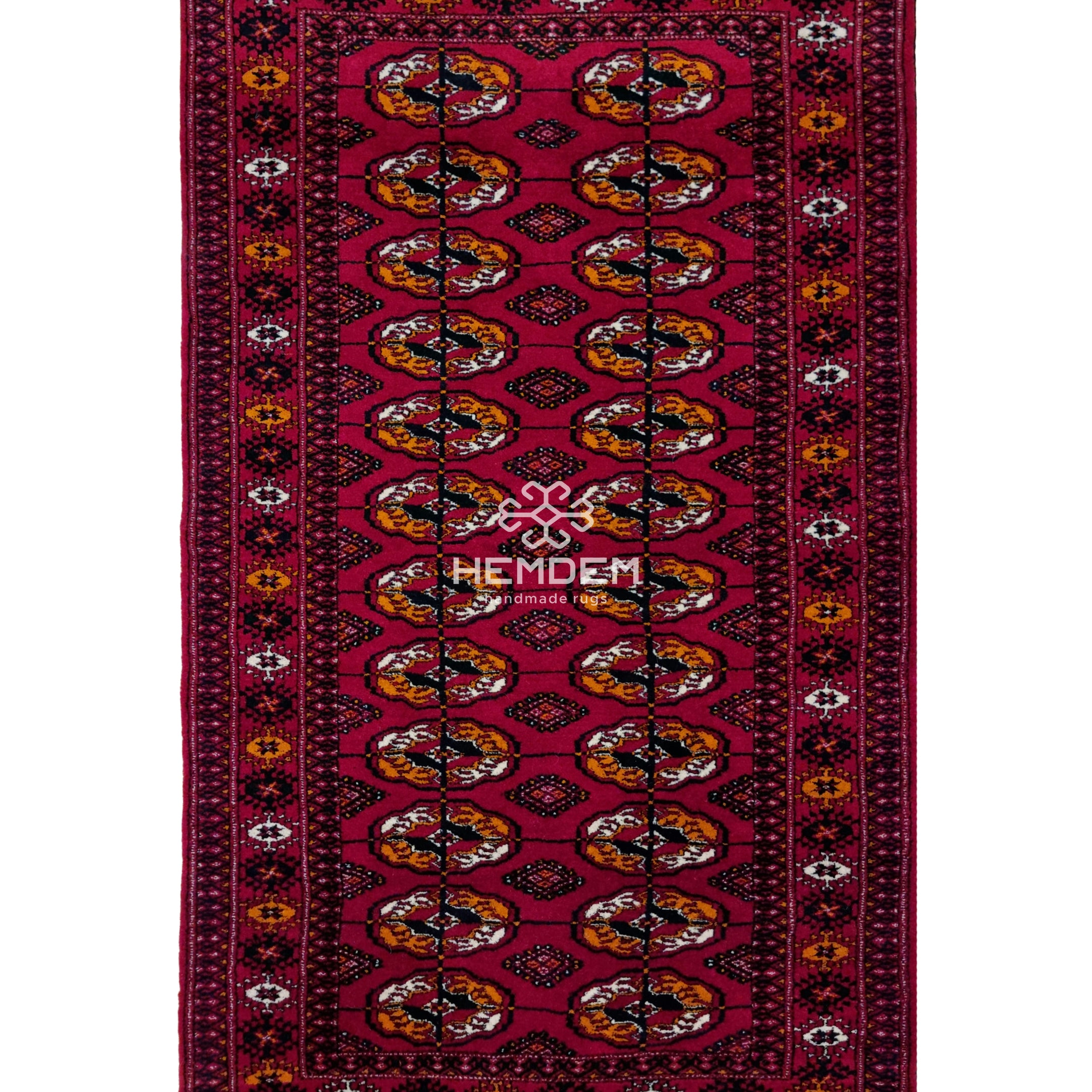 HandmadeTurkoman Rug Tekke Wool Rug 80 x 145 cm (3'x5' ft) Red
