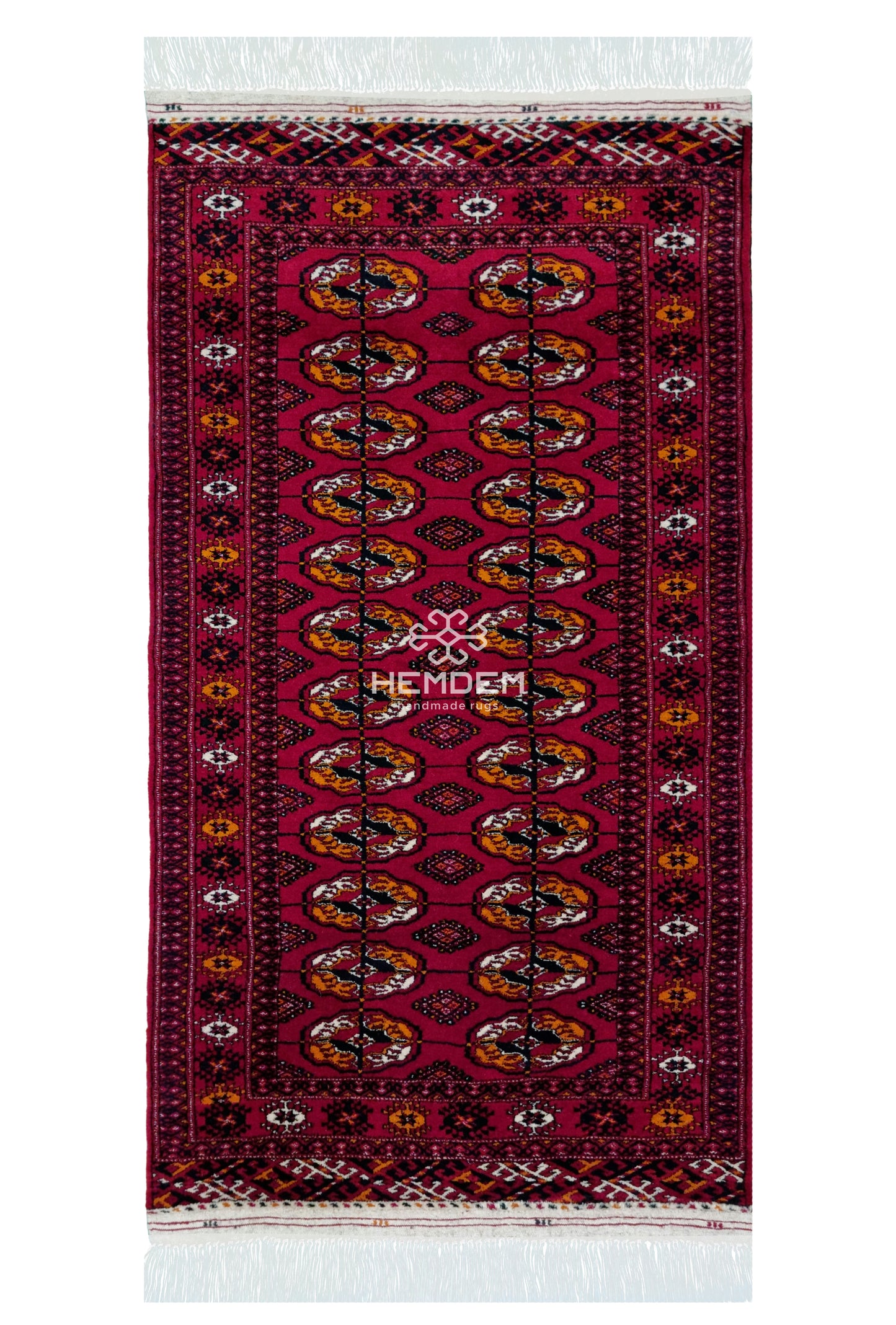 HandmadeTurkoman Rug Tekke Wool Rug 80 x 145 cm (3'x5' ft) Red