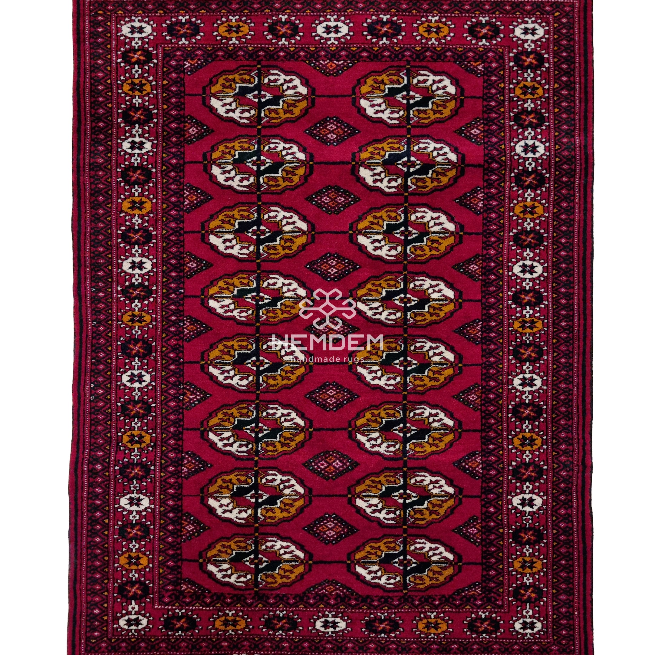 Handknotted Turkmen Rug Tekke Wool Rug 80 x 120 cm (3'x4' ft) Red