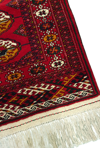 Handknotted Turkmen Rug Tekke Wool Rug 80 x 120 cm (3'x4' ft) Red