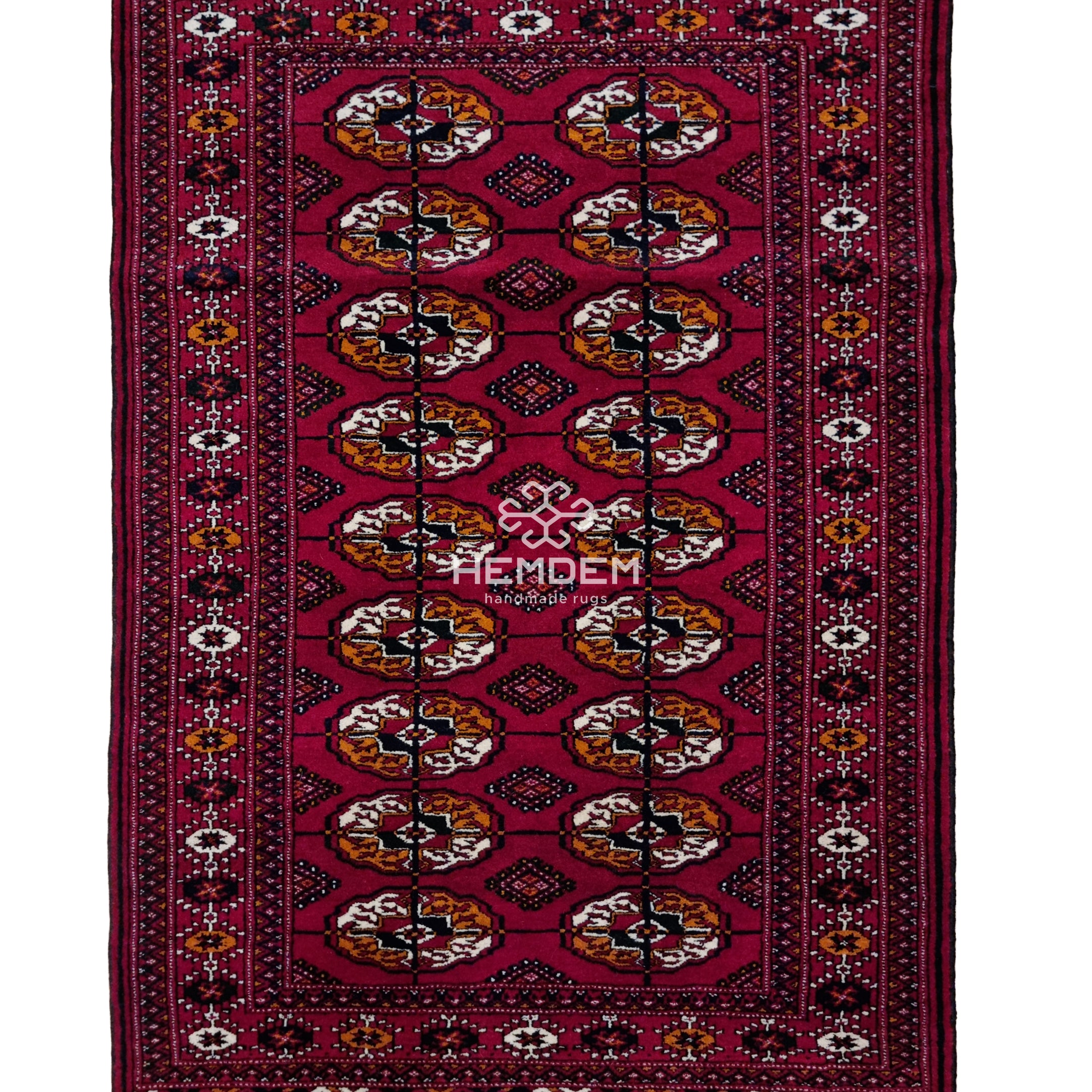 Handknotted Turkmen Rug Tekke Wool Rug 80 x 121 cm (3'x4' ft) Red