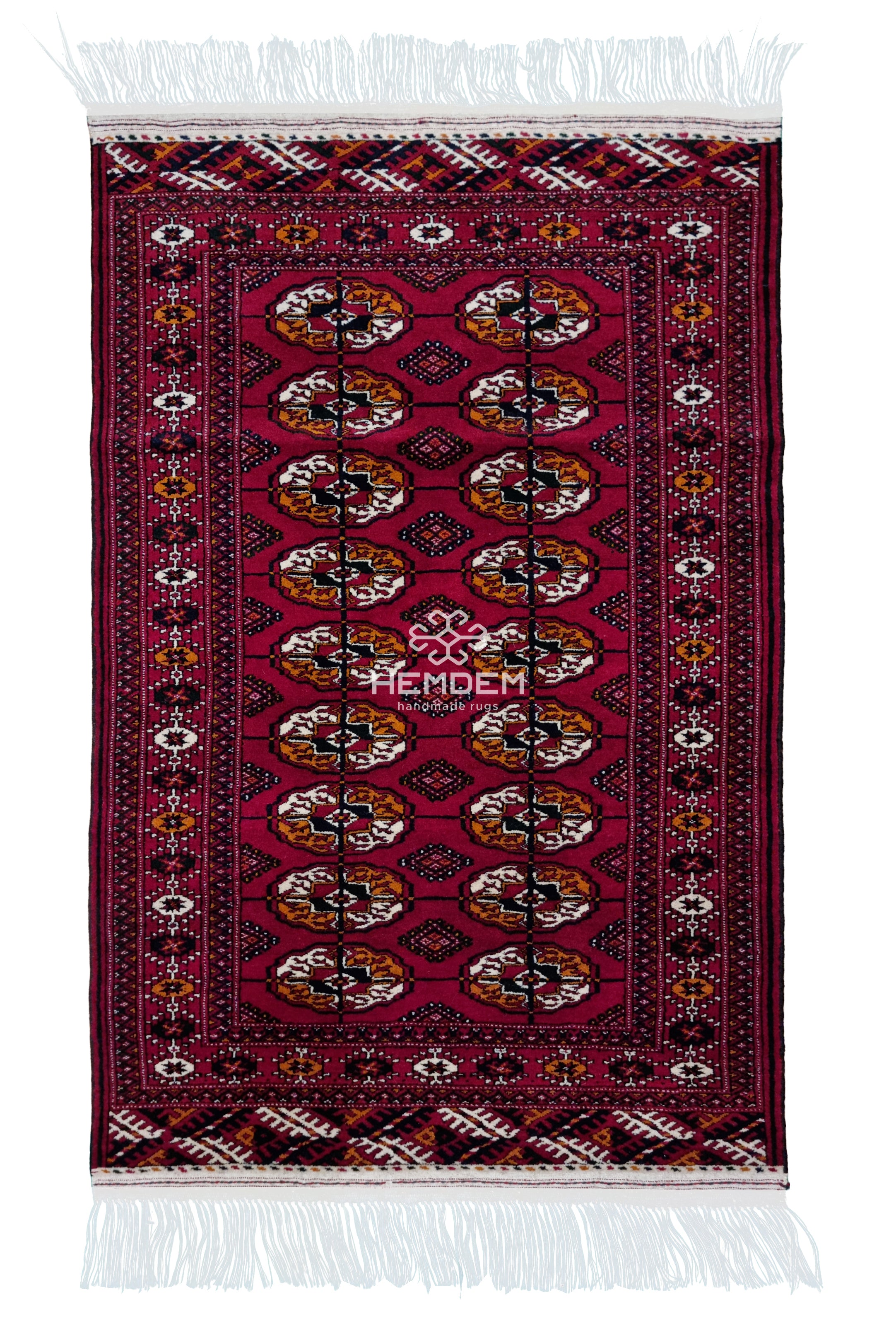 Handknotted Turkmen Rug Tekke Wool Rug 80 x 121 cm (3'x4' ft) Red