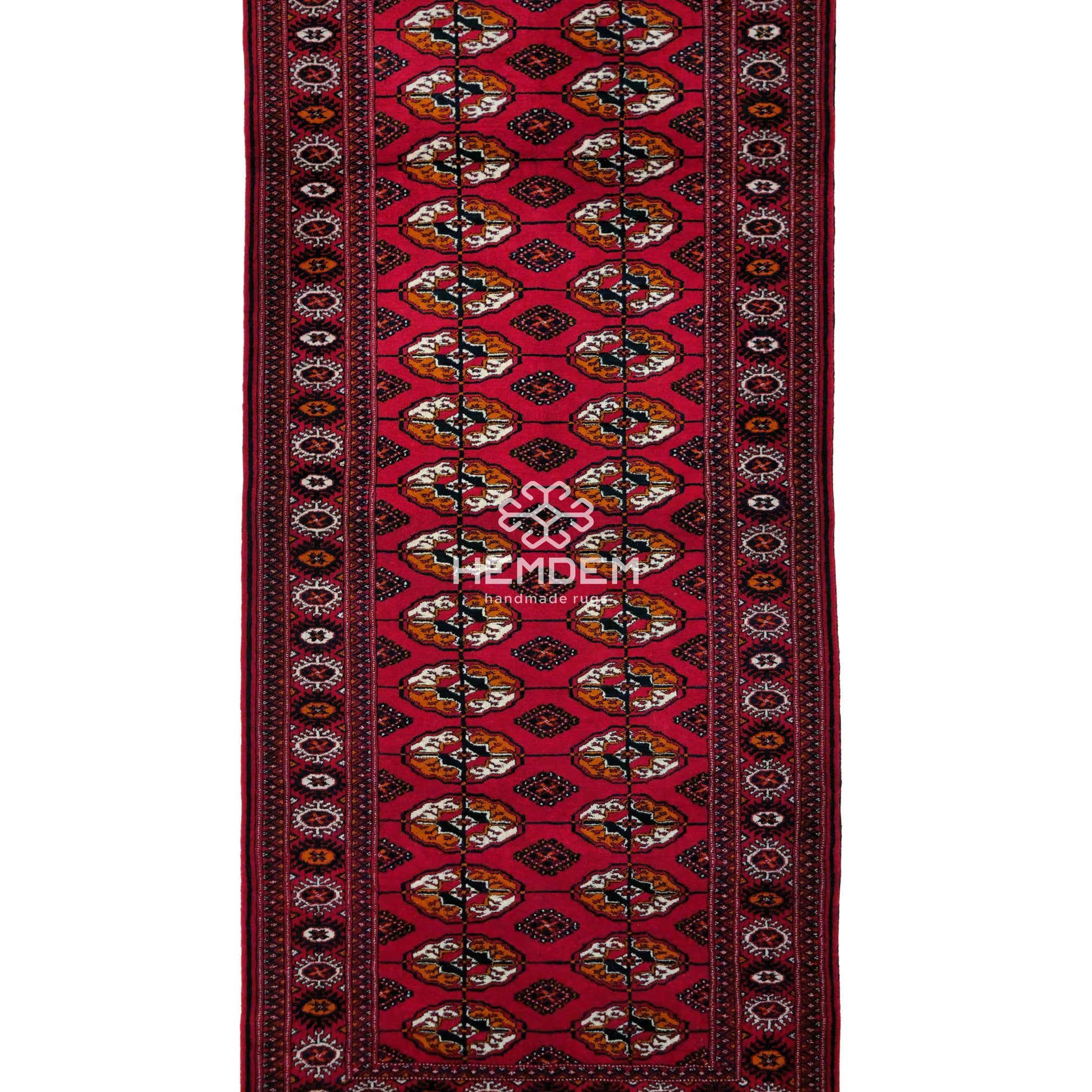 Handknotted Turkmen Rug Tekke Wool Rug 82 x 182 cm (3'x6' ft) Red