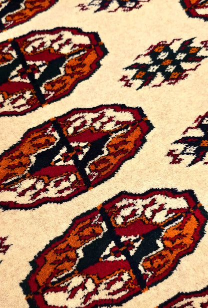 Türkmen Halısı El Dokuma Yün Halı 153 x 200cm (5' x 7' ft) Bej
