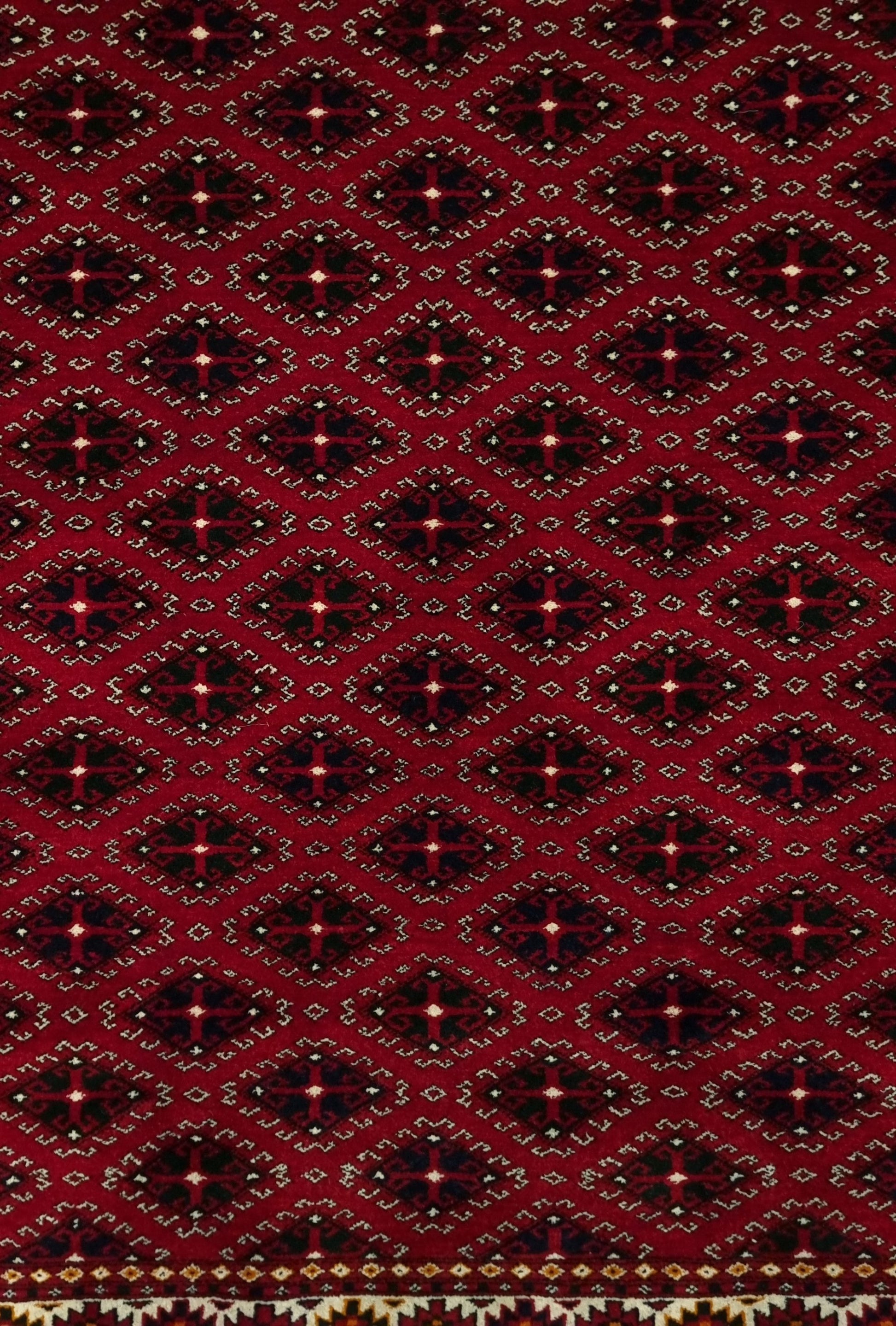 Turkoman Yomud Rare Design Wool Rug 100 x 150 cm (2.5'x4' ft) Red