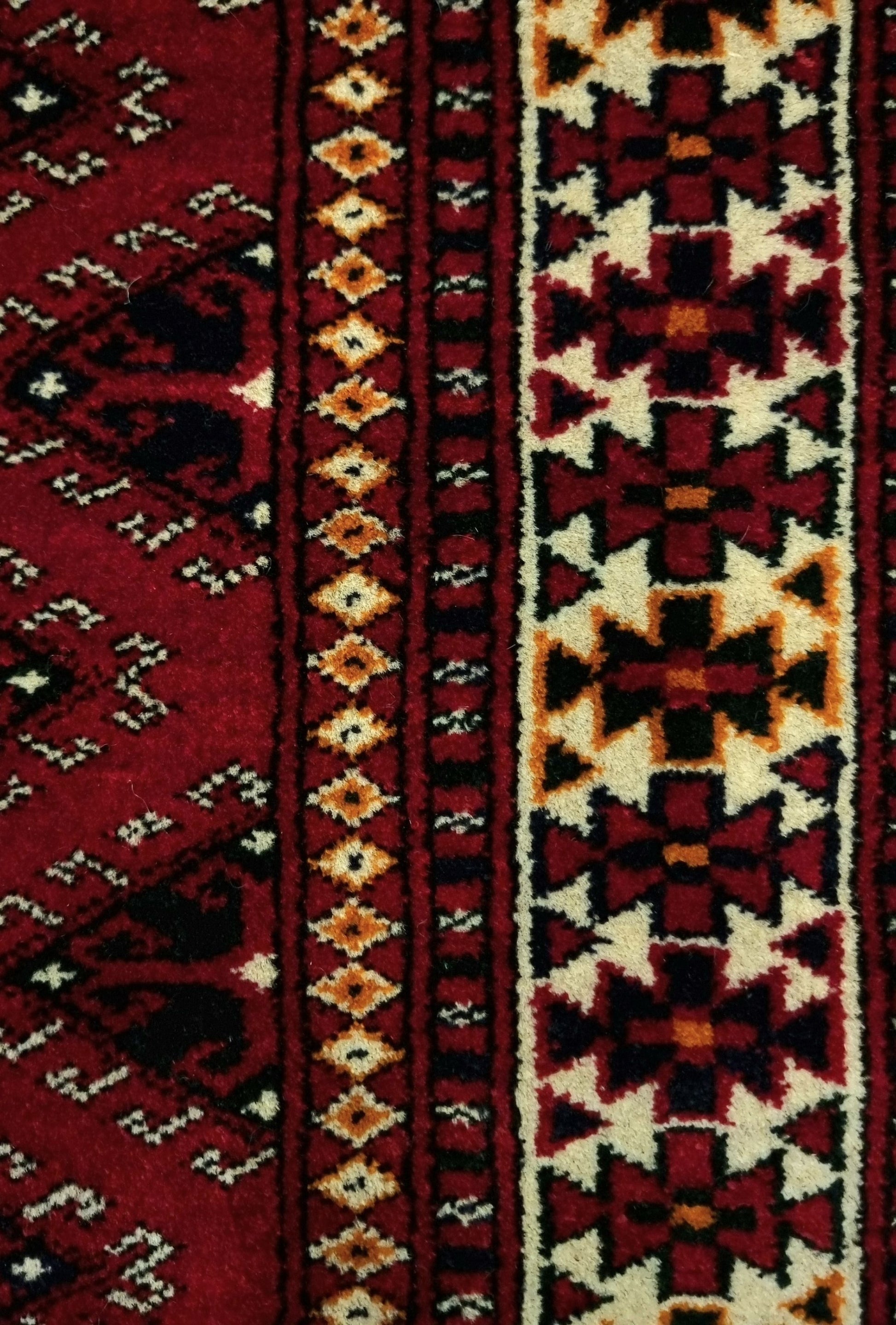 Turkoman Yomud Rare Design Wool Rug 100 x 150 cm (2.5'x4' ft) Red