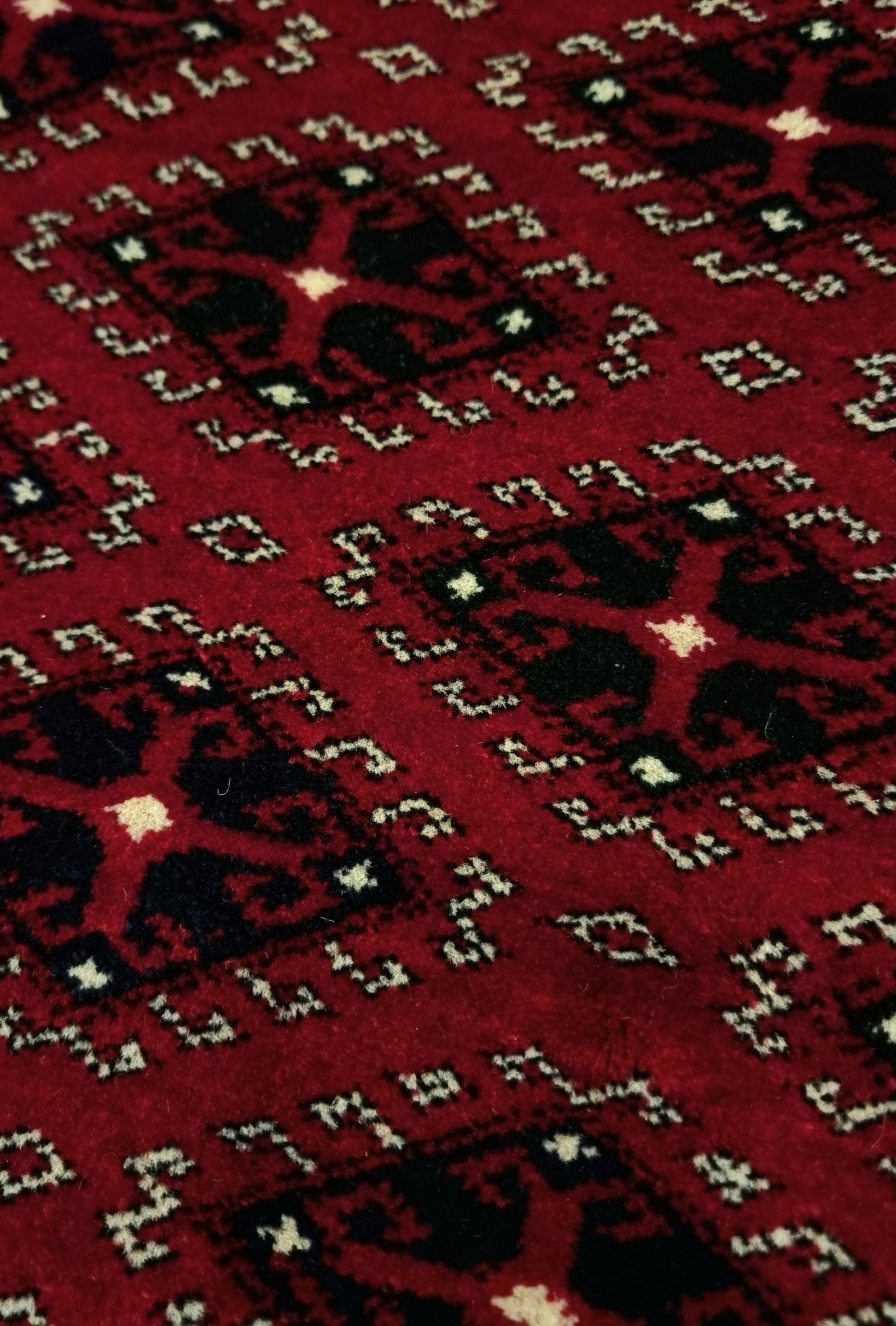 Turkoman Yomud Rare Design Wool Rug 100 x 150 cm (2.5'x4' ft) Red