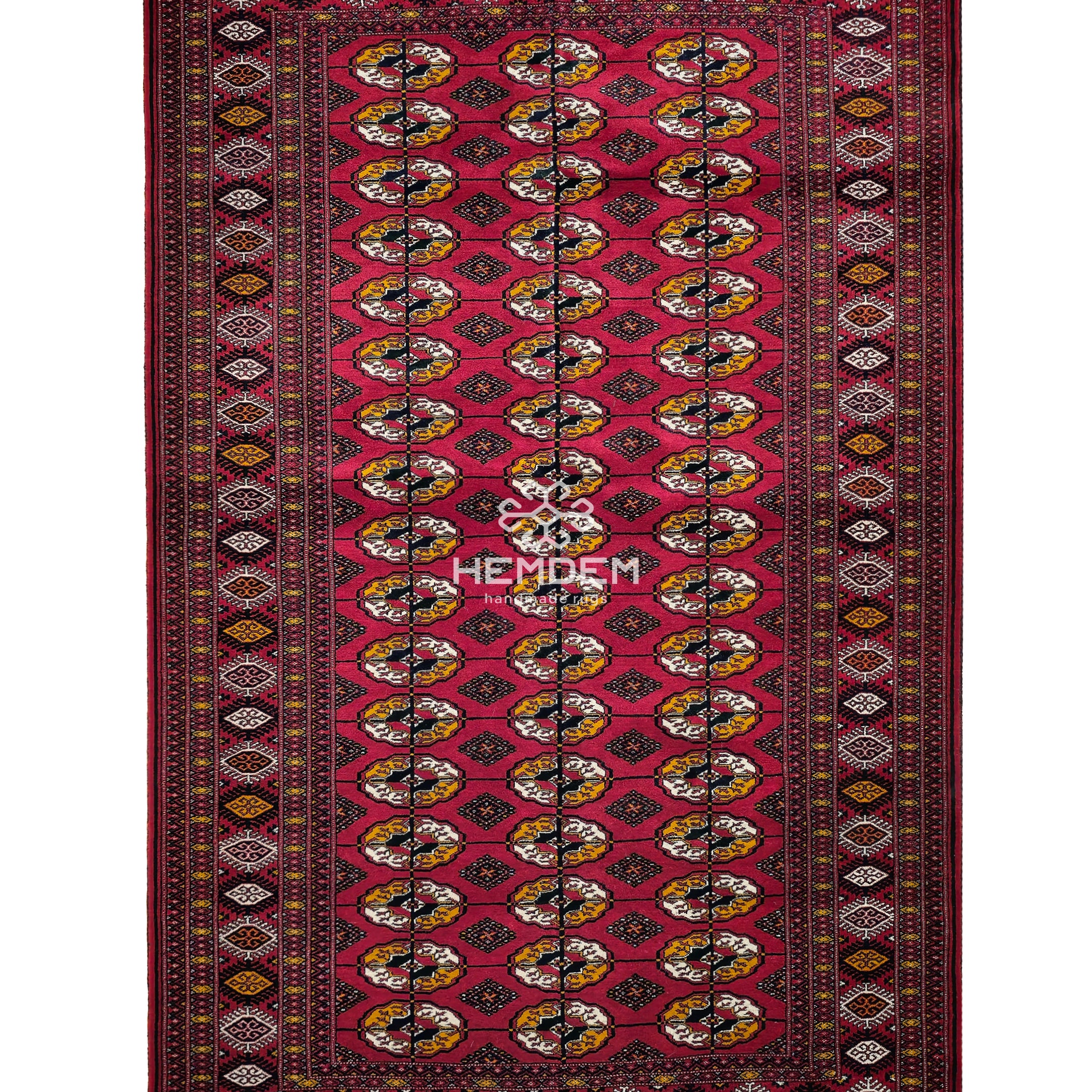 Türkmen Halısı El Dokuma Orijinal Yün Halı 135 x 225cm (4.4' x 7.5' ft) Kırmızı