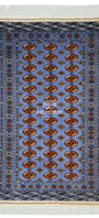 Türkmen Halısı El Dokuma Türkmenistan Yün Halısı 125 x 215cm (4' x 7' ft) Mavi