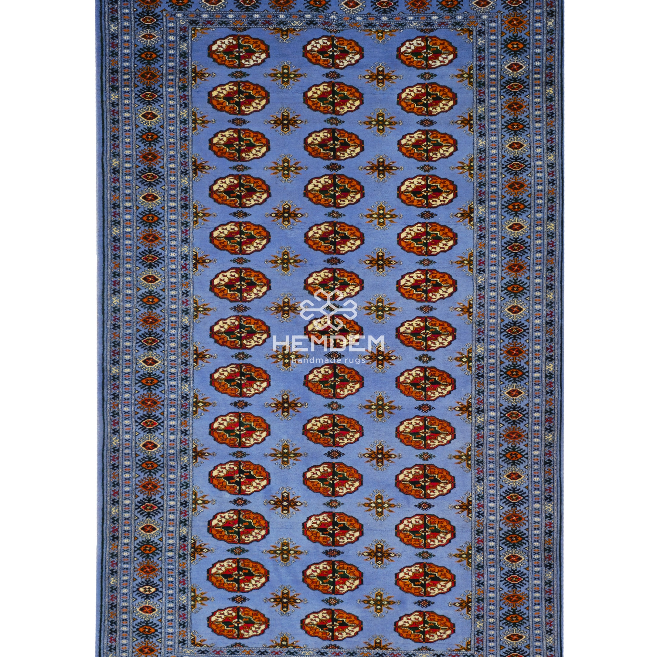 Türkmen Halısı El Dokuma Türkmenistan Yün Halısı 125 x 215cm (4' x 7' ft) Mavi