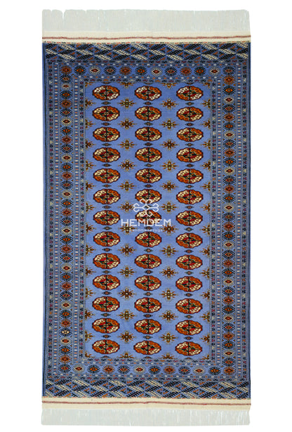 Türkmen Halısı El Dokuma Türkmenistan Yün Halısı 125 x 215cm (4' x 7' ft) Mavi