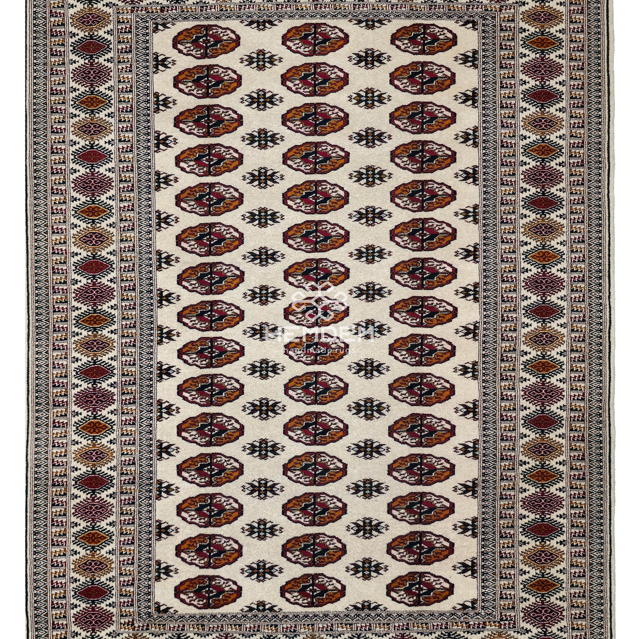 Türkmen Halısı El Dokuma Yün Halı 153 x 200cm (5' x 7' ft) Bej