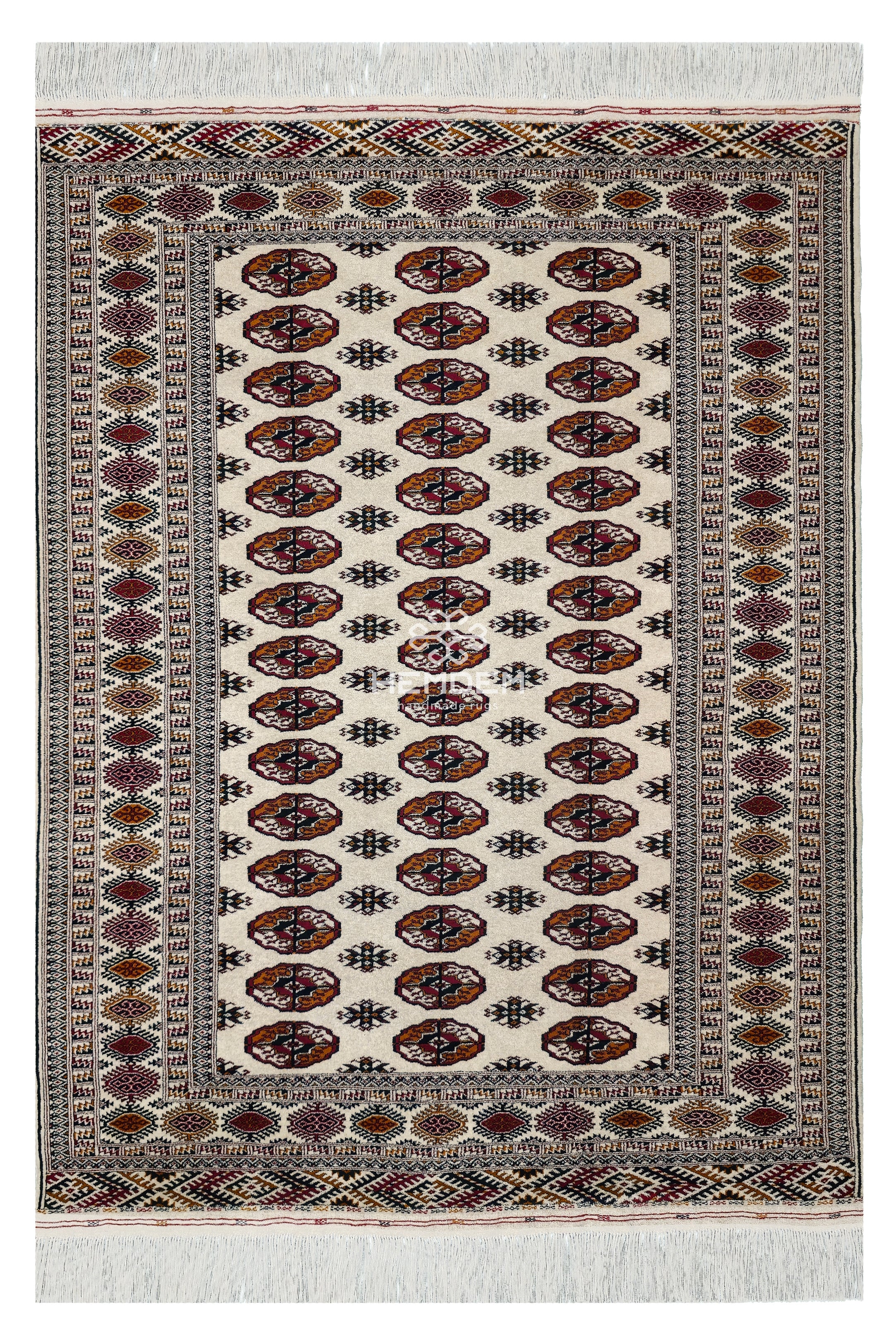 Türkmen Halısı El Dokuma Yün Halı 153 x 200cm (5' x 7' ft) Bej