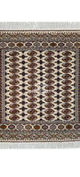 Turkoman Tekke Square Wool Rug 200 x 200cm (7' x 7' ft) Beige