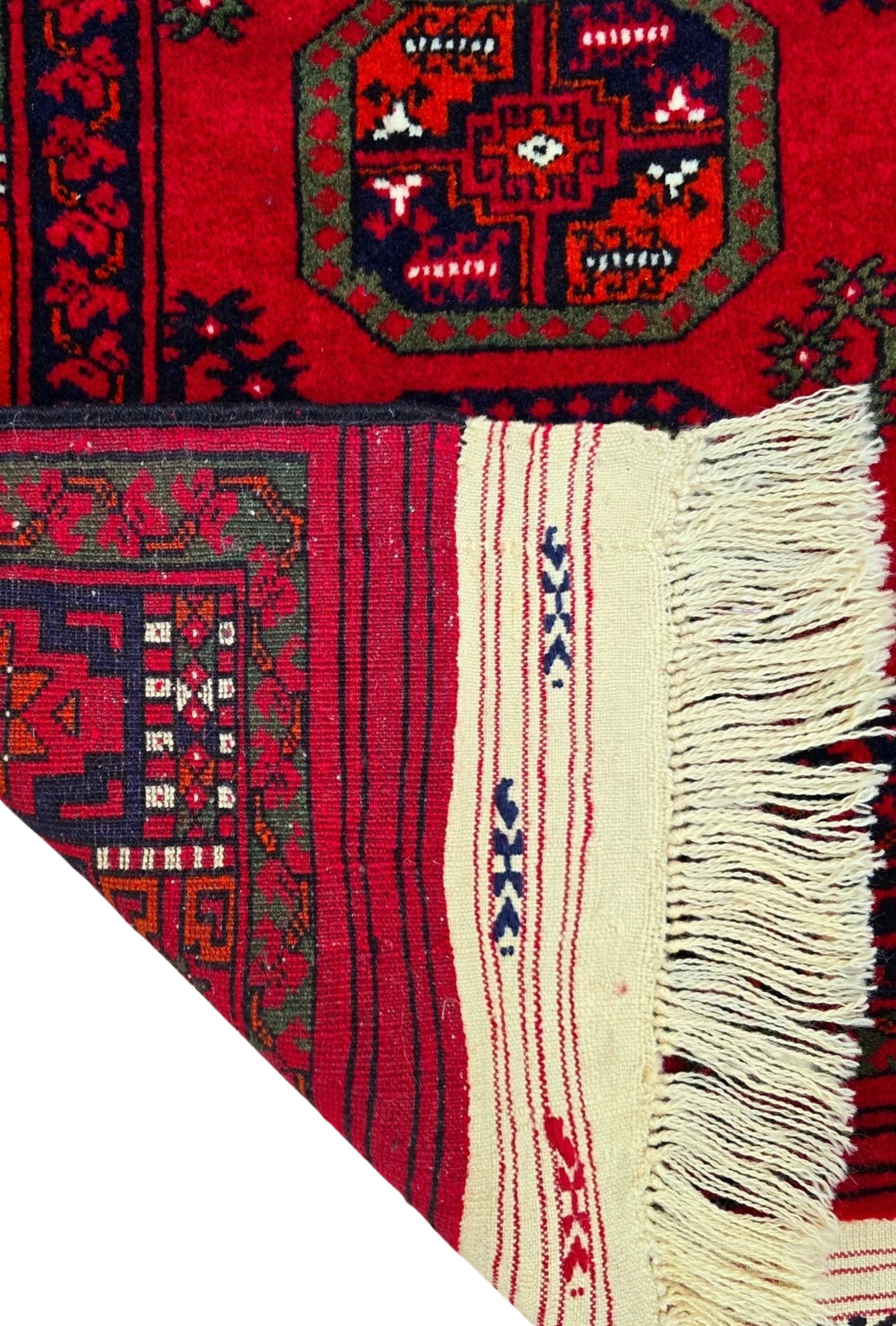Vintage Handmade Afghan Design Turkmen Wool Rug 230 x 310cm (8' x 10' ft) Red