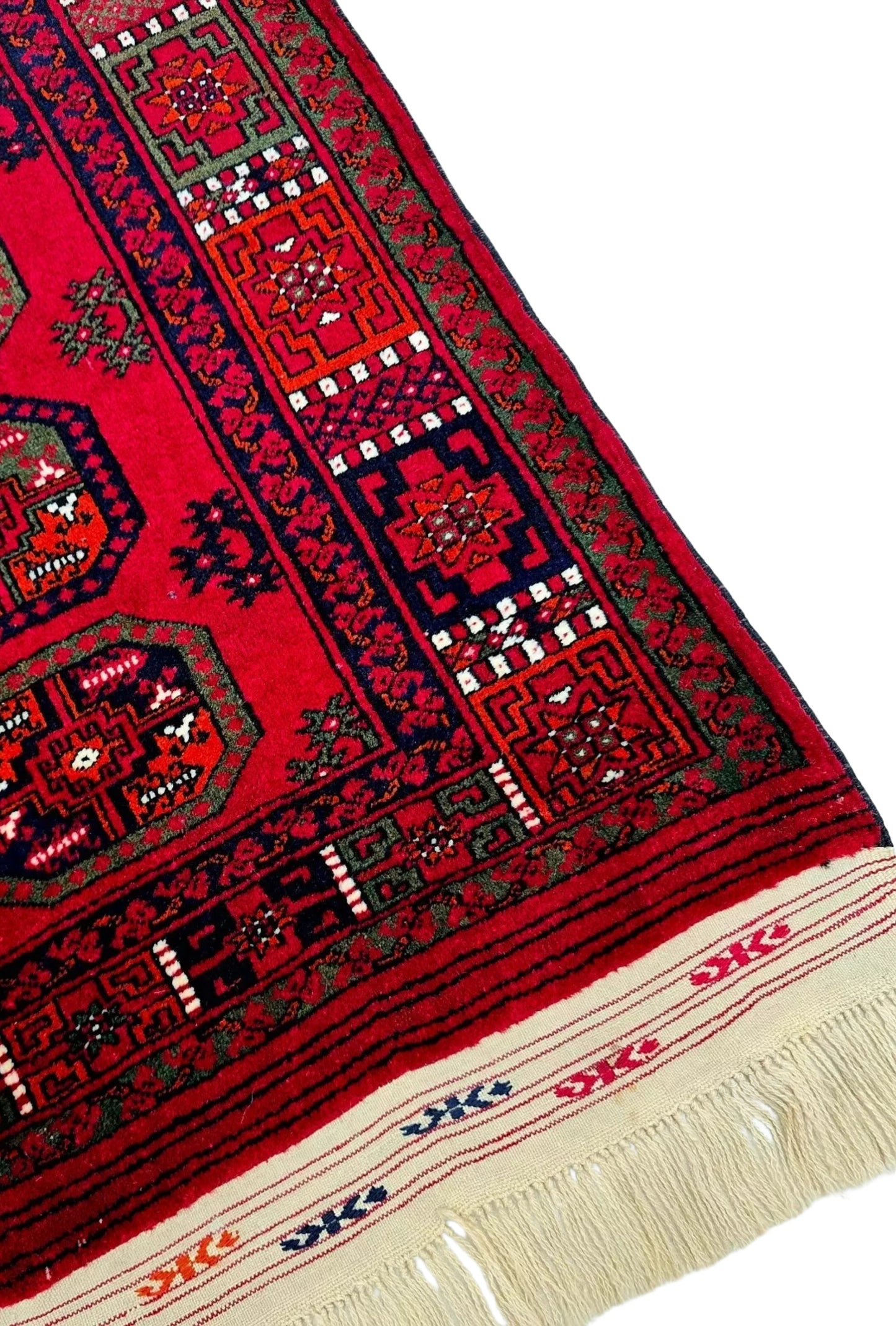 Vintage Handmade Afghan Design Turkmen Wool Rug 230 x 310cm (8' x 10' ft) Red