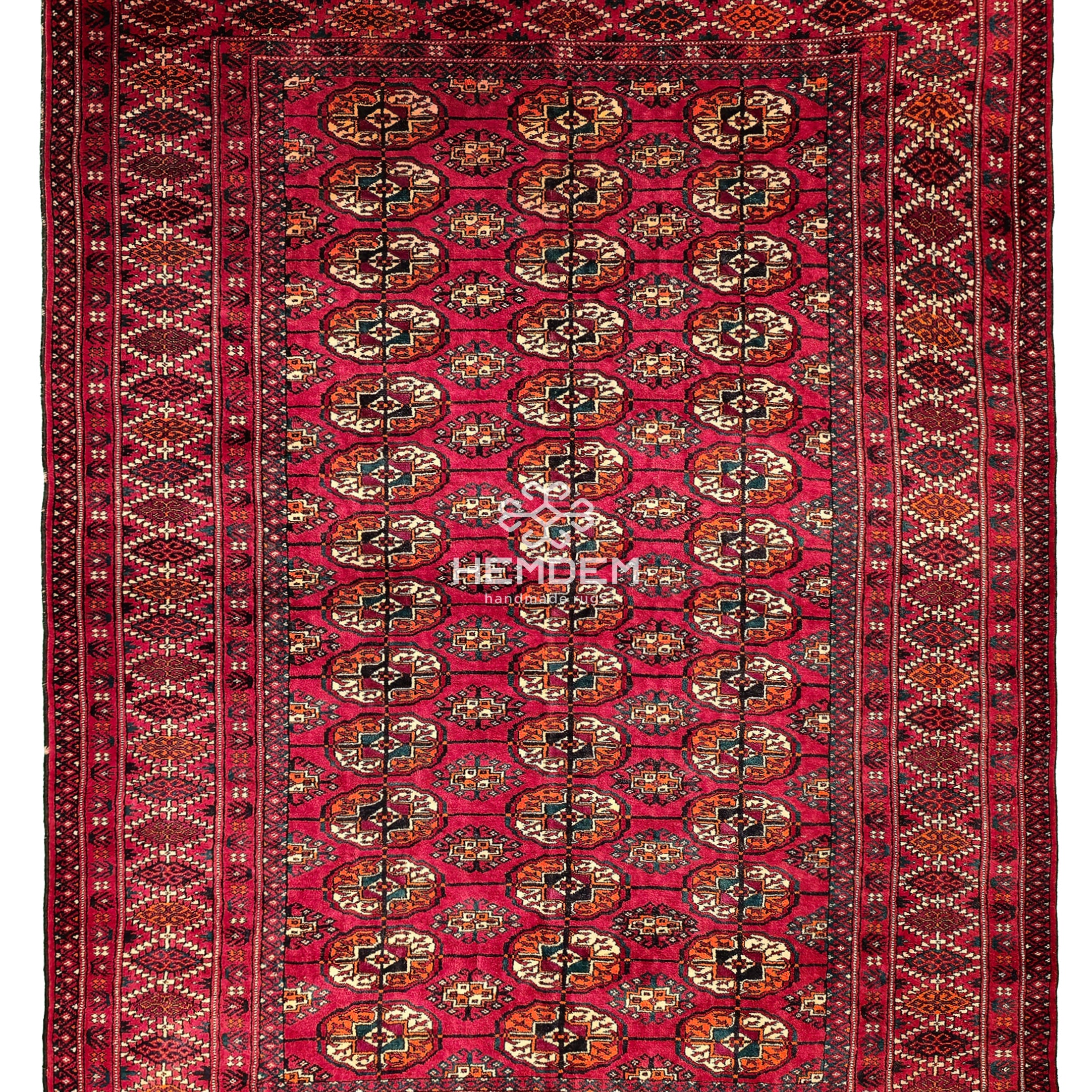 Türkmen Halısı El Dokuma Yün Halı 137 x 194cm (5' x 7' ft) Kırmızı