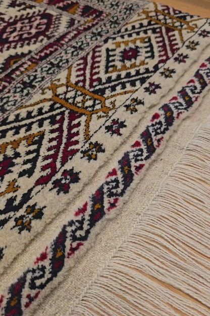 Turkoman Tekke Square Wool Rug 200 x 200cm (7' x 7' ft) Beige