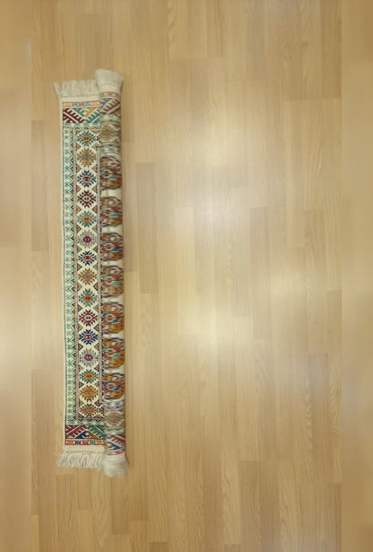 Handmade Turkoman Tekke Silk Rug 84 x 120 cm (3'x4' ft) Beige