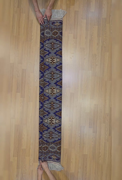 Turkoman Chaodor Oertmen Wool Rug 136x220 cm (4.4'x8' ft) Blue