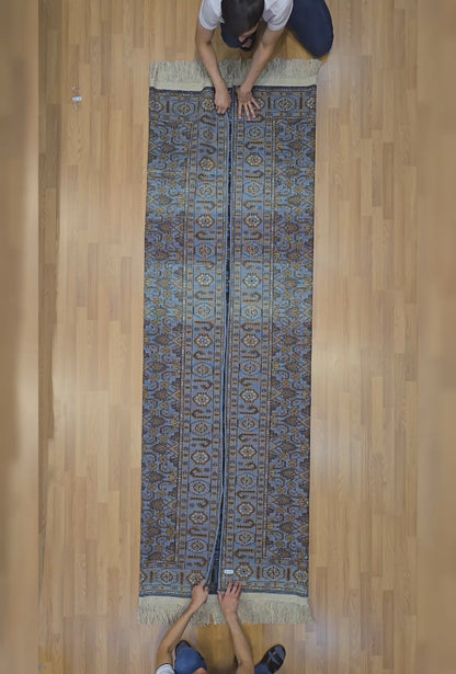 Floral Ersari Beshir Handmade Wool Rug 200x300cm (7' x 10' ft) Blue