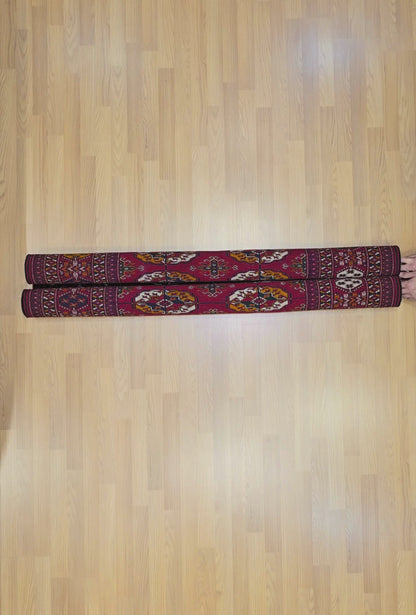 Bokhara Wool Handmade Luxury Oriental Area Rug 140 - 220cm(4'6 x 7'2 ft) Red
