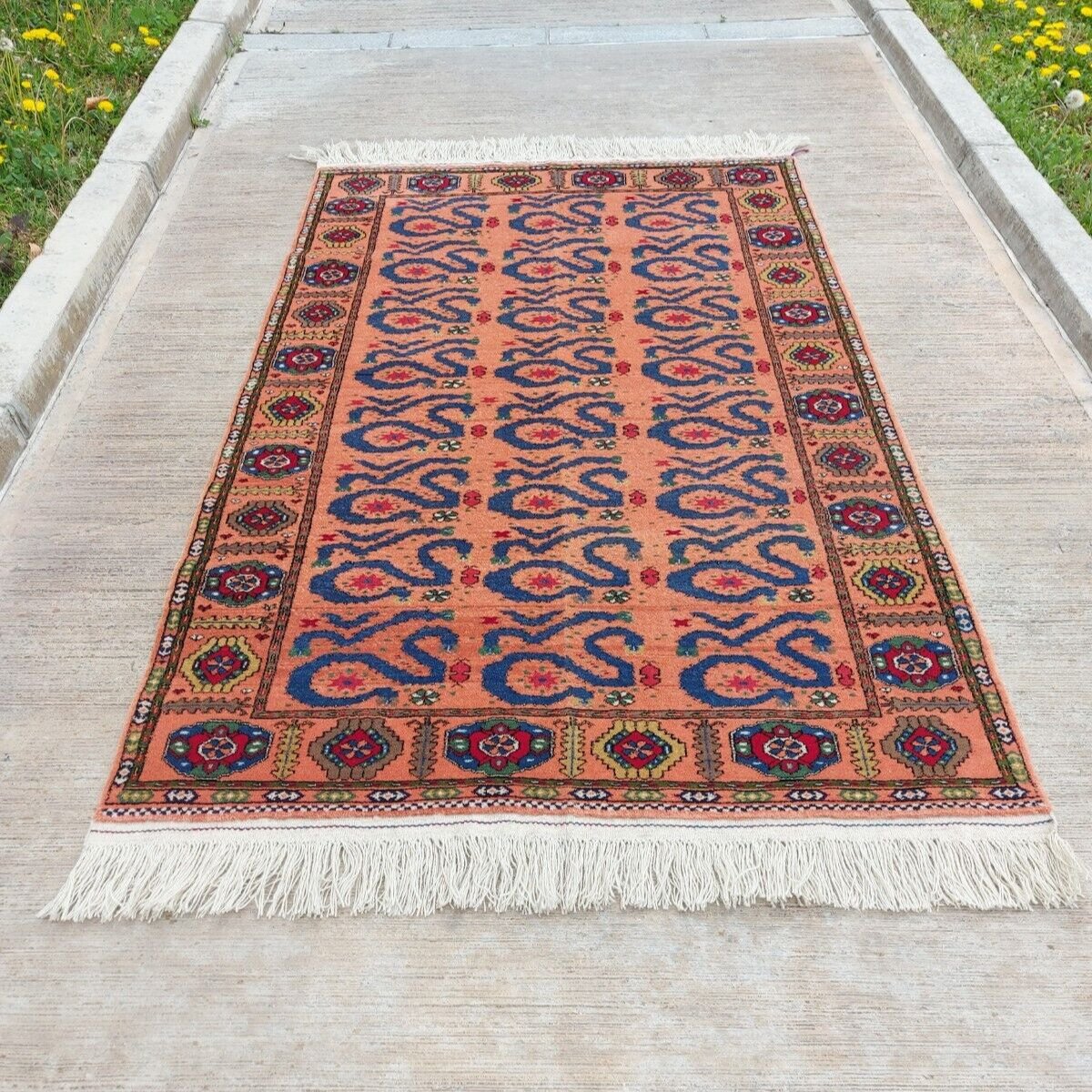 4x7ft Hand-Knotted Turkmen Tribal Beshir Wool Oriental Area Rug 125x200cm Carpet