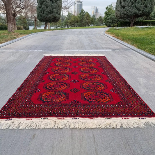 Vegetable Dye Turkmen Ersari Hand-knotted Oriental Antique Area Rug Size 5' x 8'