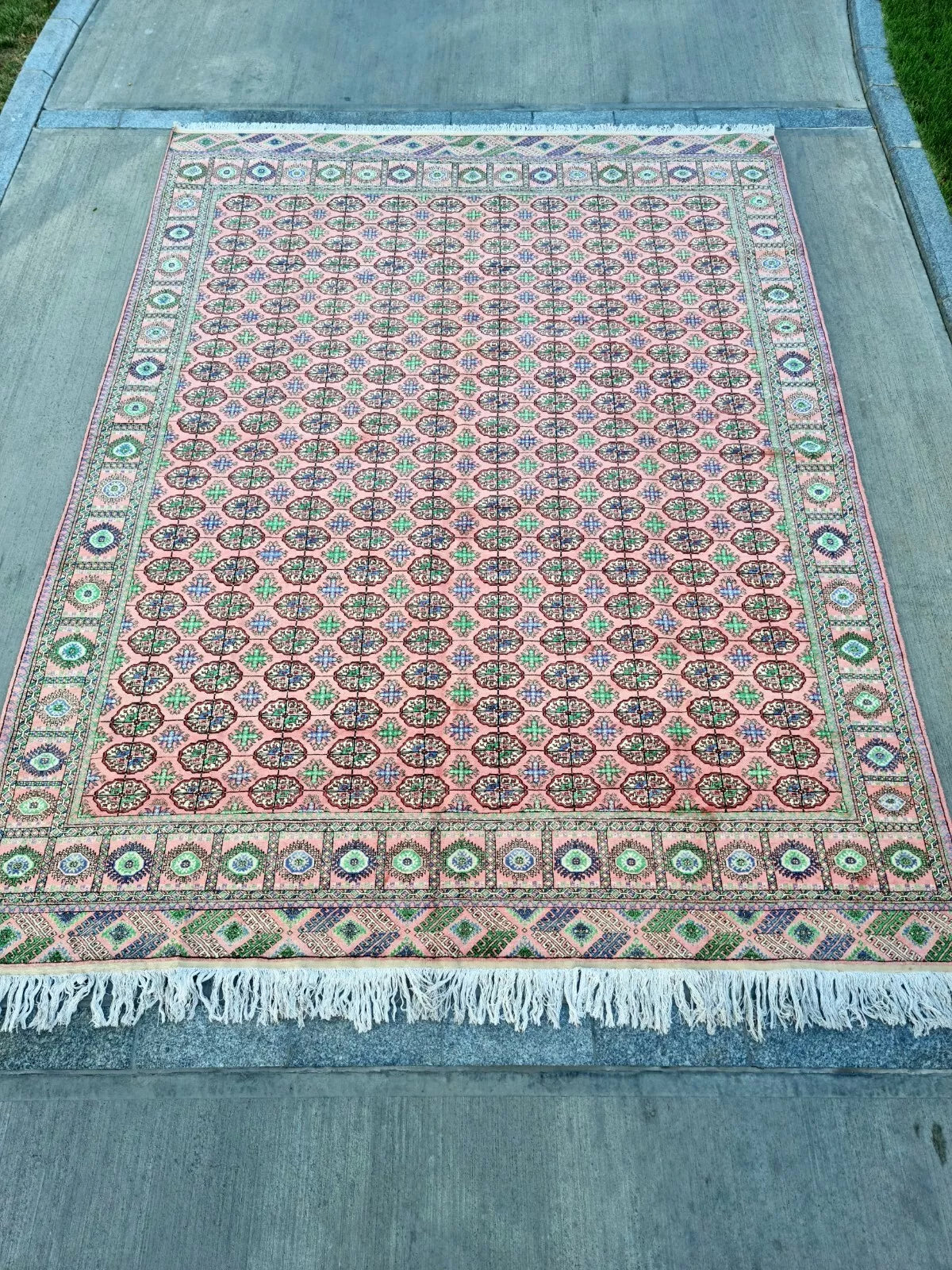 10 x 13 ft Handmade Silk Rug, Turkmen Bokhara Mansion Rug, 290 x 385 cm Large Rug Rose