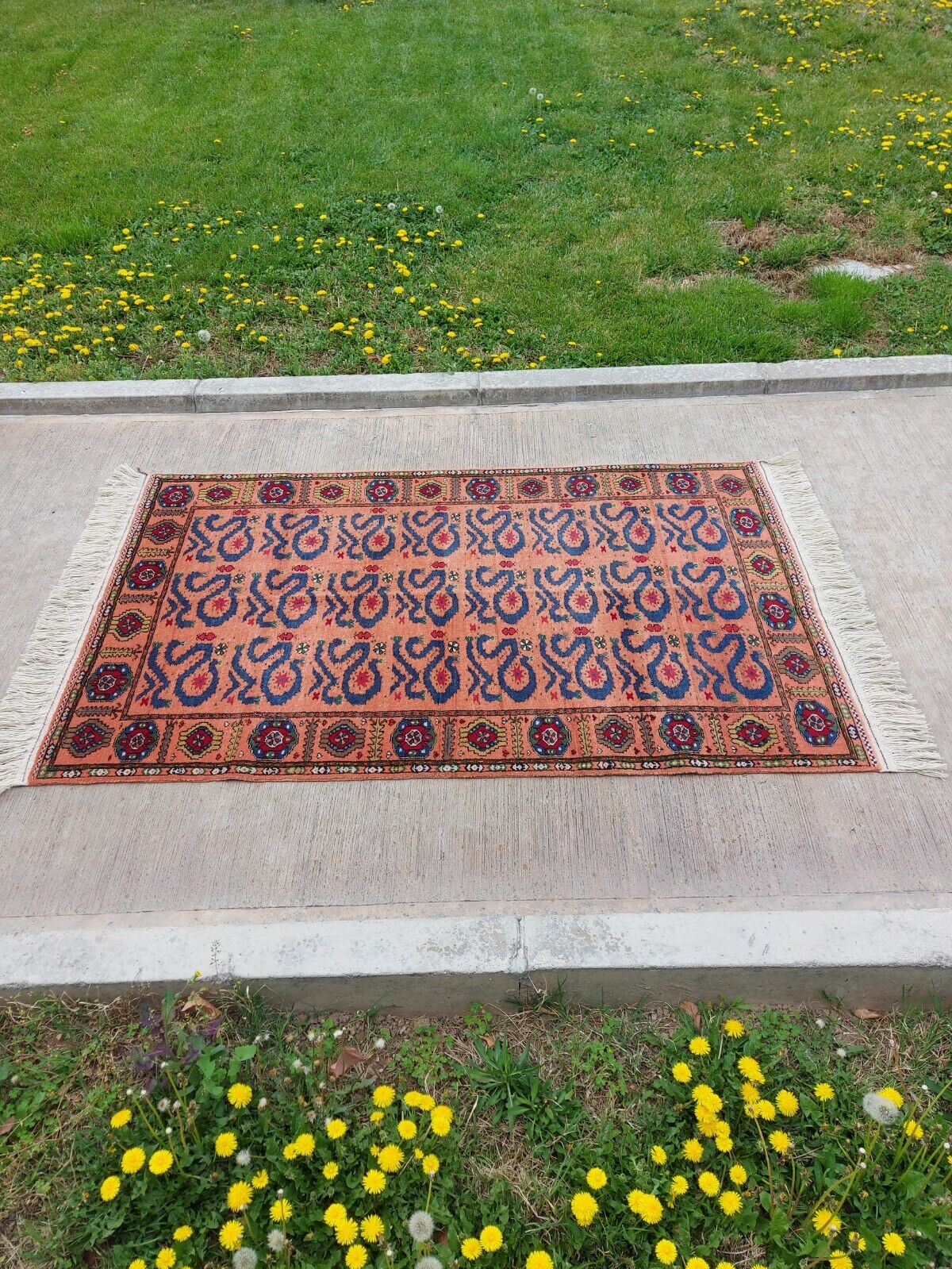 4x7ft Hand-Knotted Turkmen Tribal Beshir Wool Oriental Area Rug 125x200cm Carpet